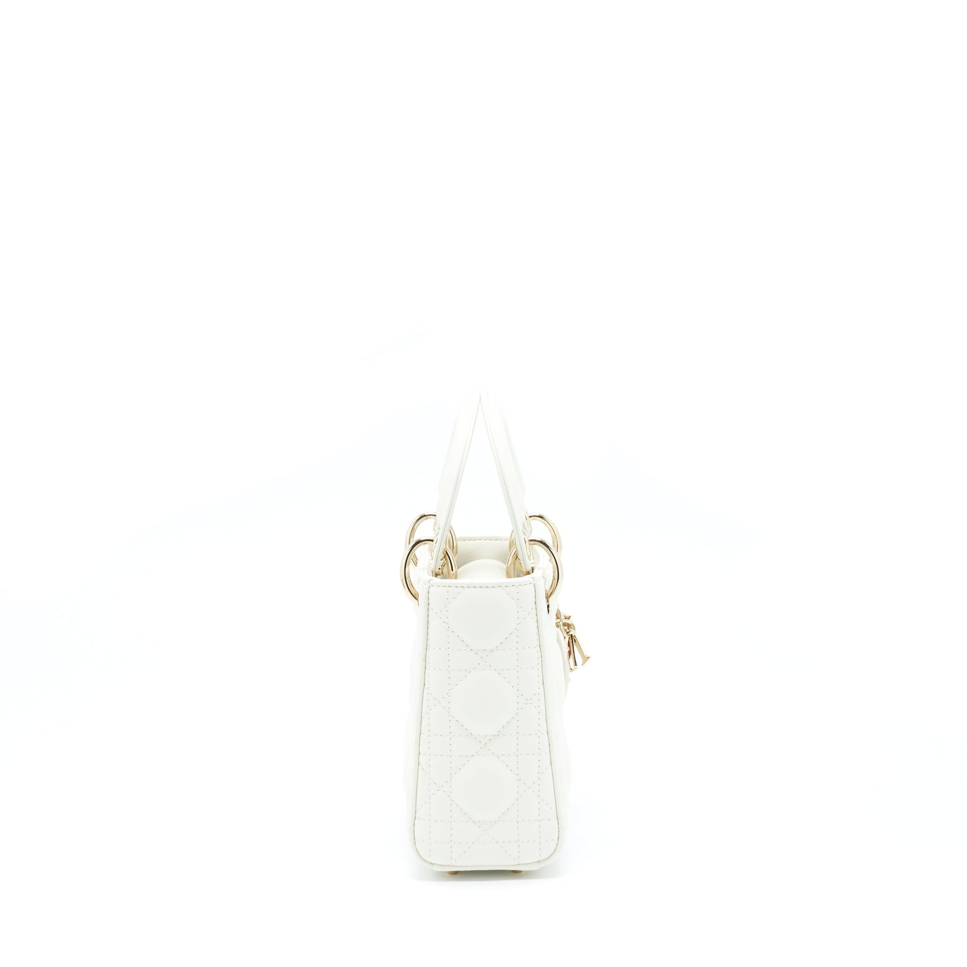 Dior Lady Tote Purse Lambskin Handbag White Mini Tote Bag