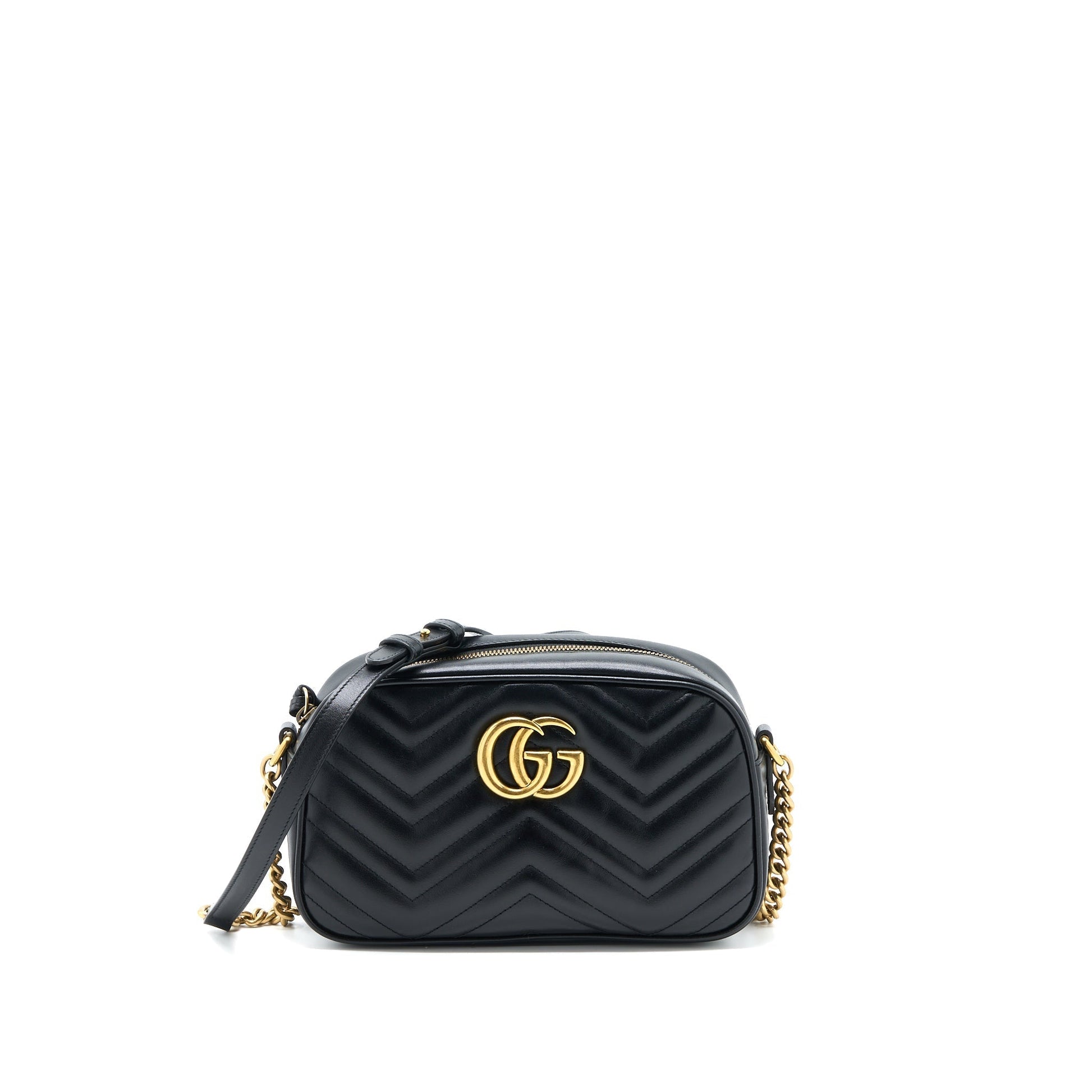 Gucci Marmont Camera Shoulder Bag Calfskin Brushed Black