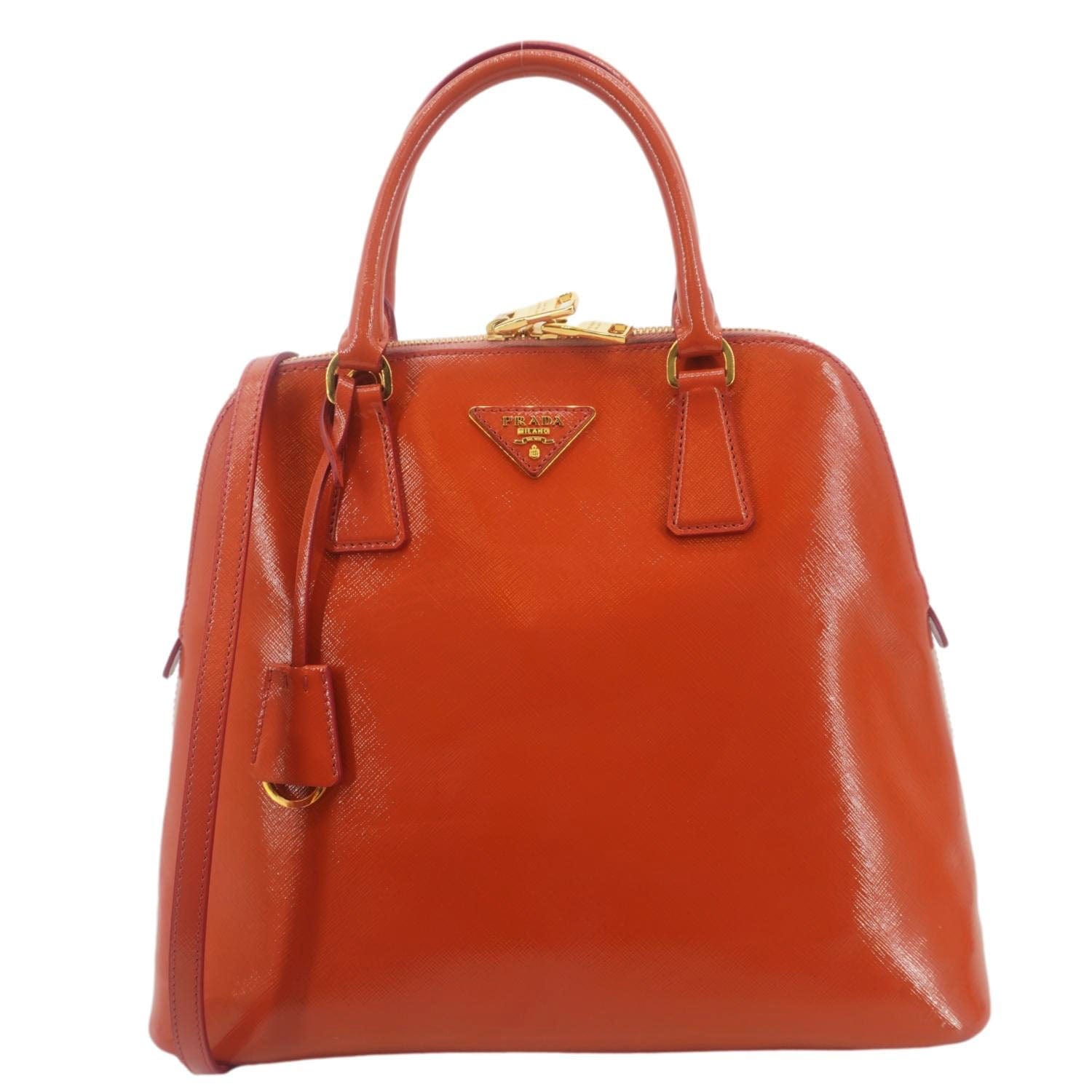 Prada Promenade Tall Crossbody Bag Leather Saffiano Orange