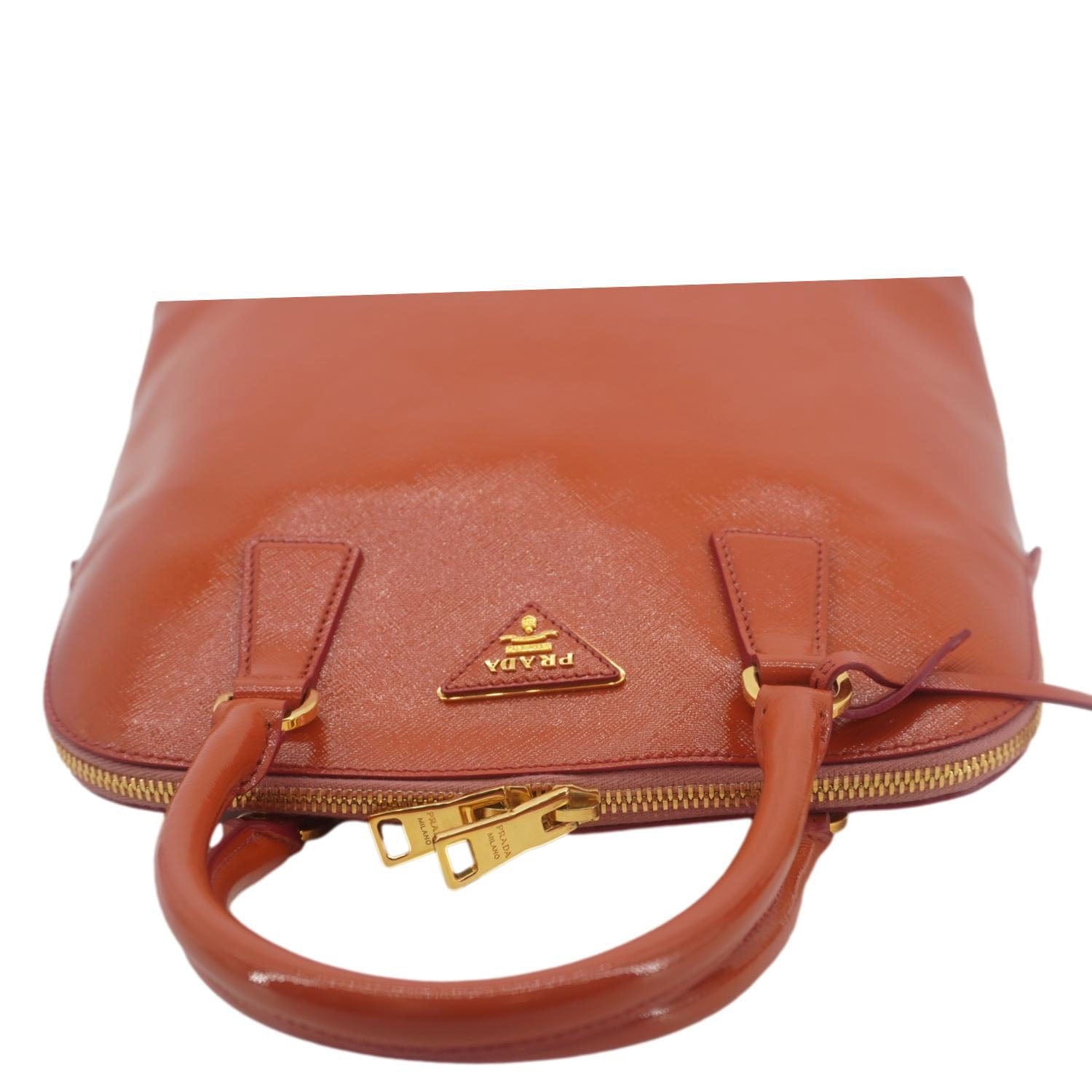 Prada Promenade Tall Crossbody Bag Leather Saffiano Orange