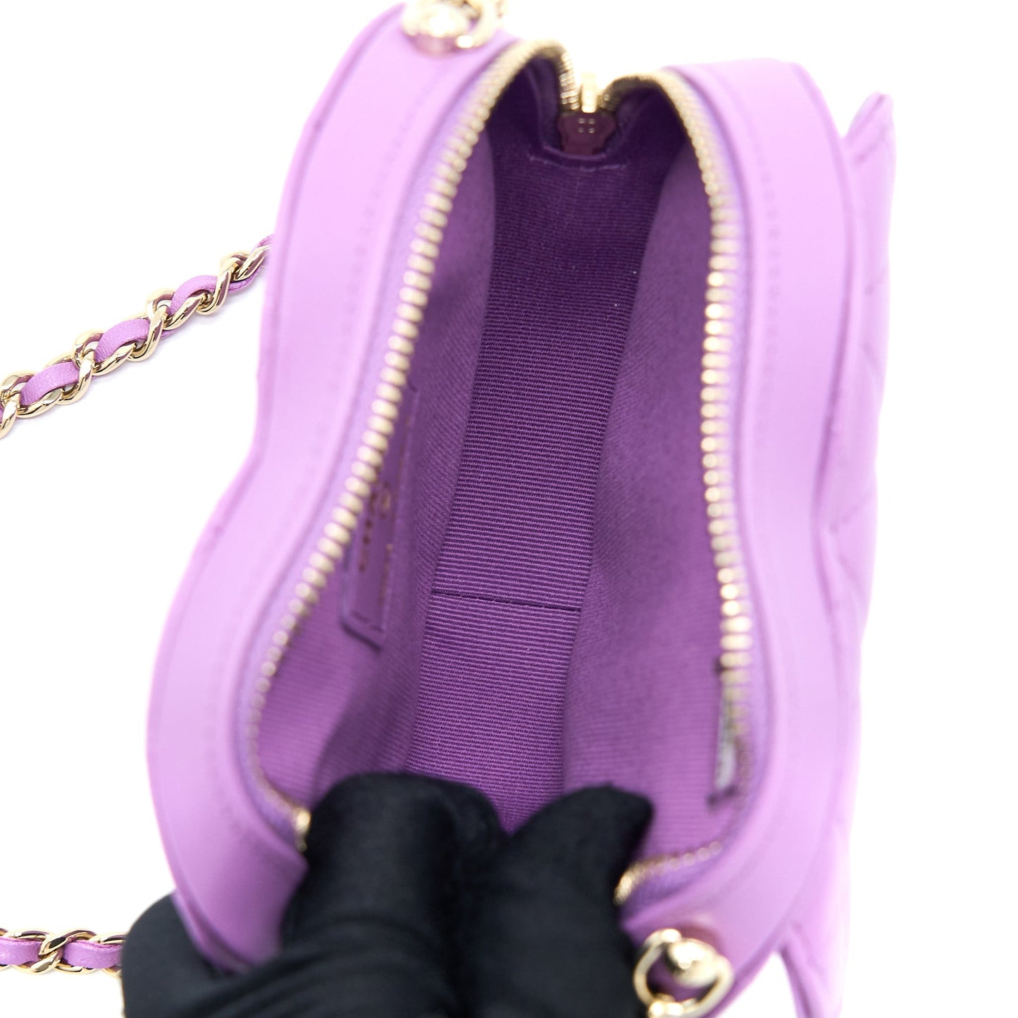 Chanel Heart Lambskin Purple LGHW Small Handbag