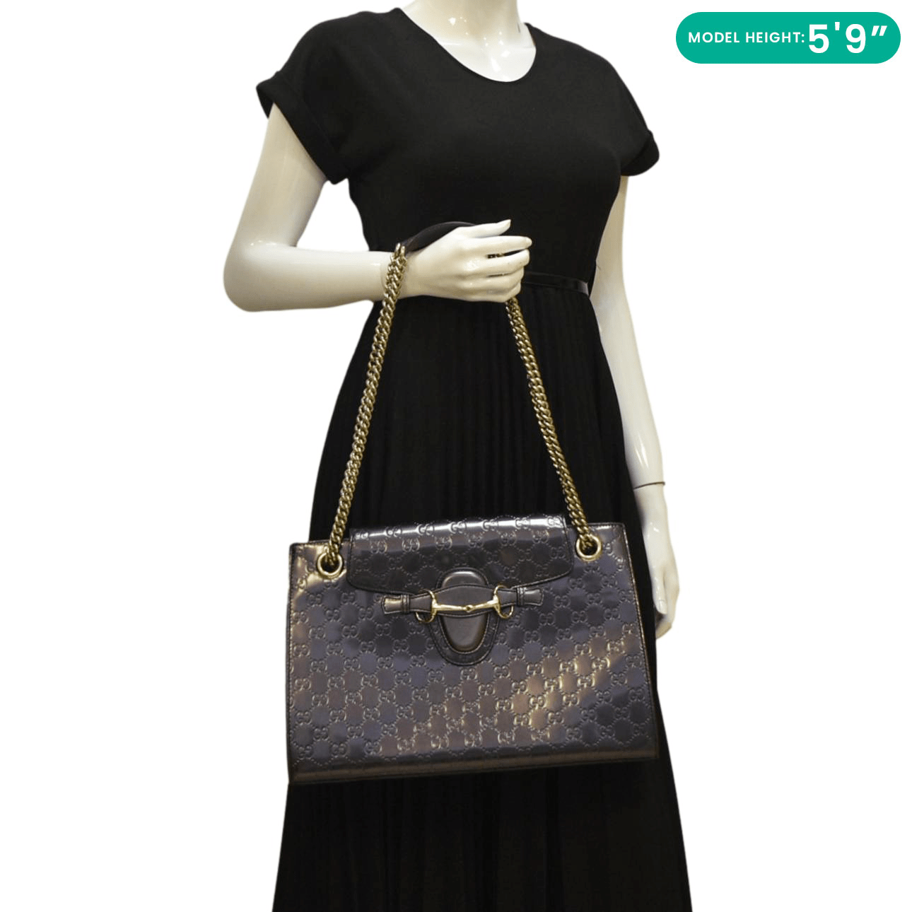 Gucci Emily ssima Patent Shoulder Bag Dark Violet Leather Large