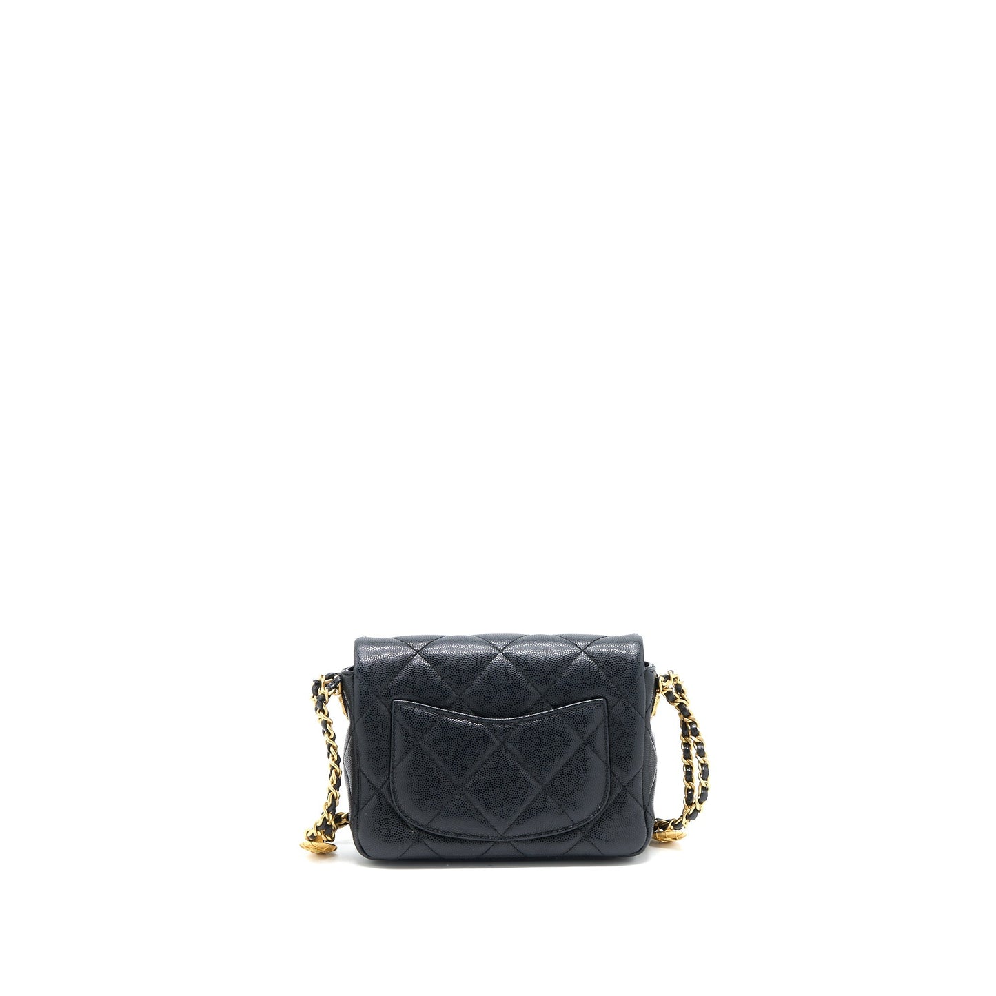 Chanel 22A Square Flap Caviar GHW Microchip Black Shoulder Bag