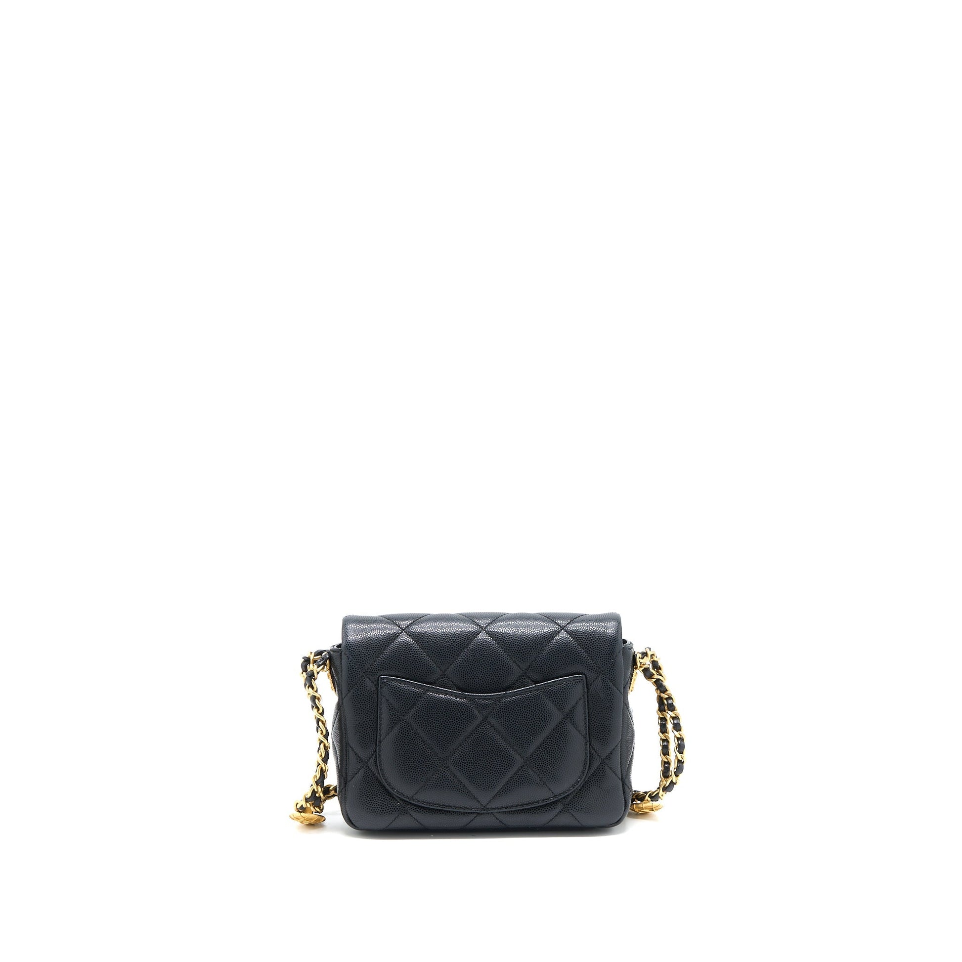 Chanel 22A Square Flap Caviar GHW Microchip Black Shoulder Bag