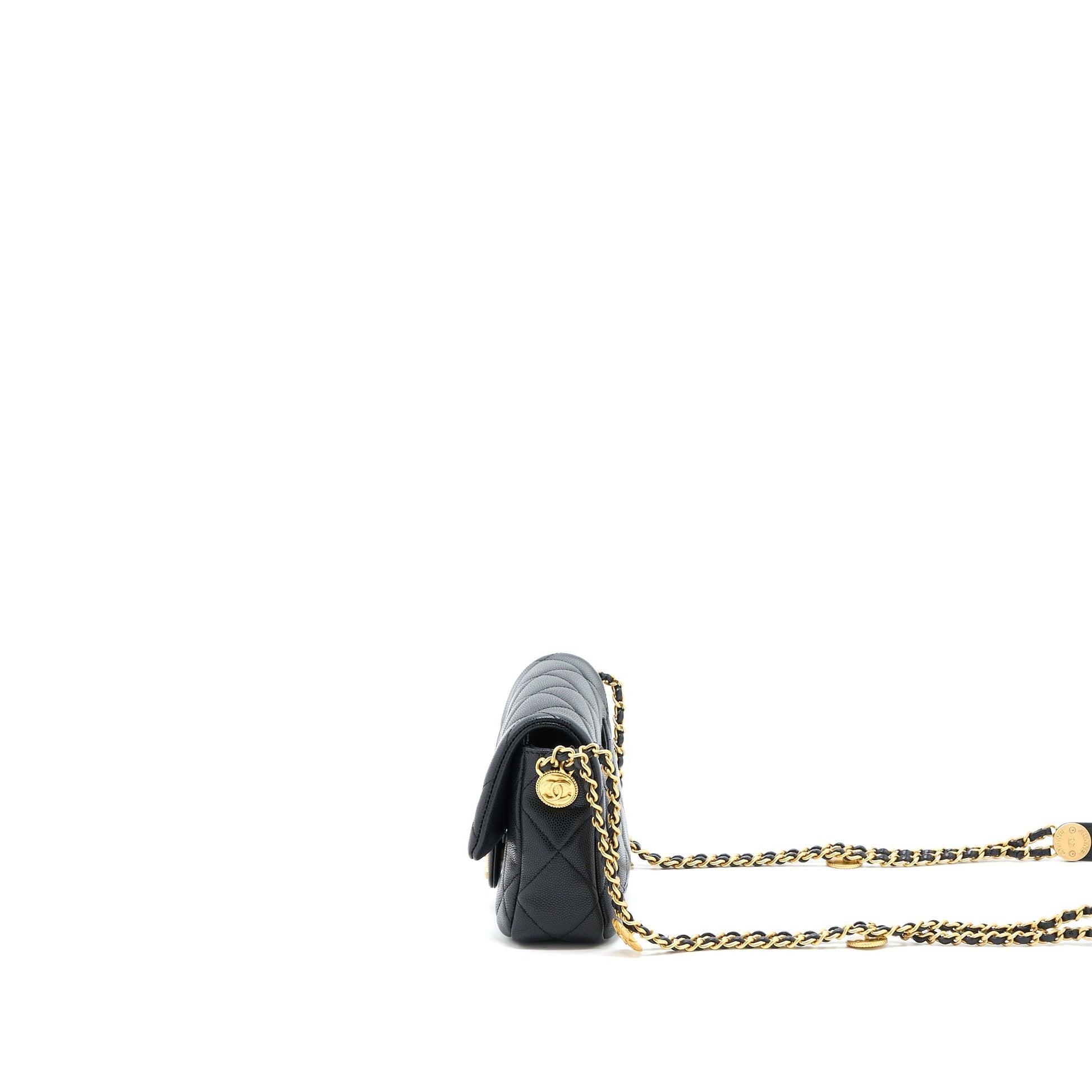 Chanel 22A Square Flap Caviar GHW Microchip Black Shoulder Bag