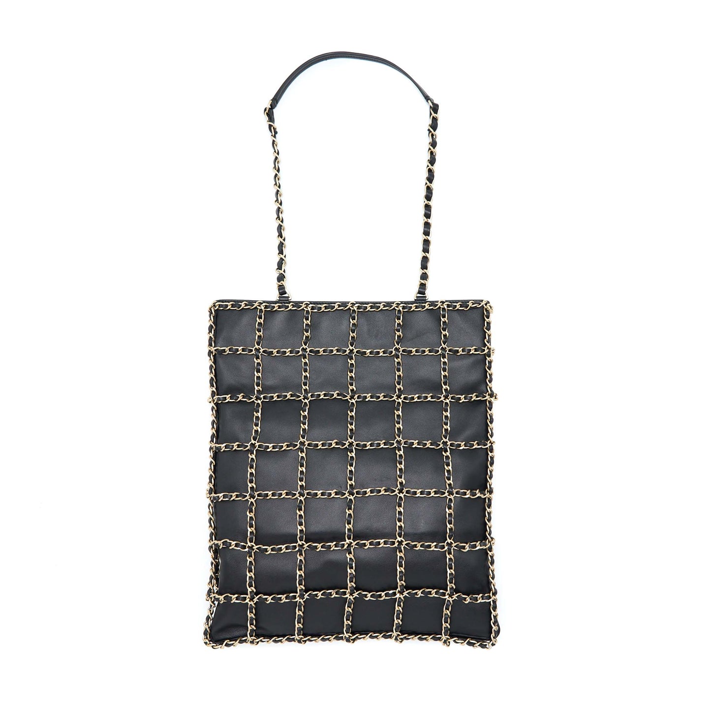 Chanel Cruise chained Lambskin LGHW Black Tote Bag