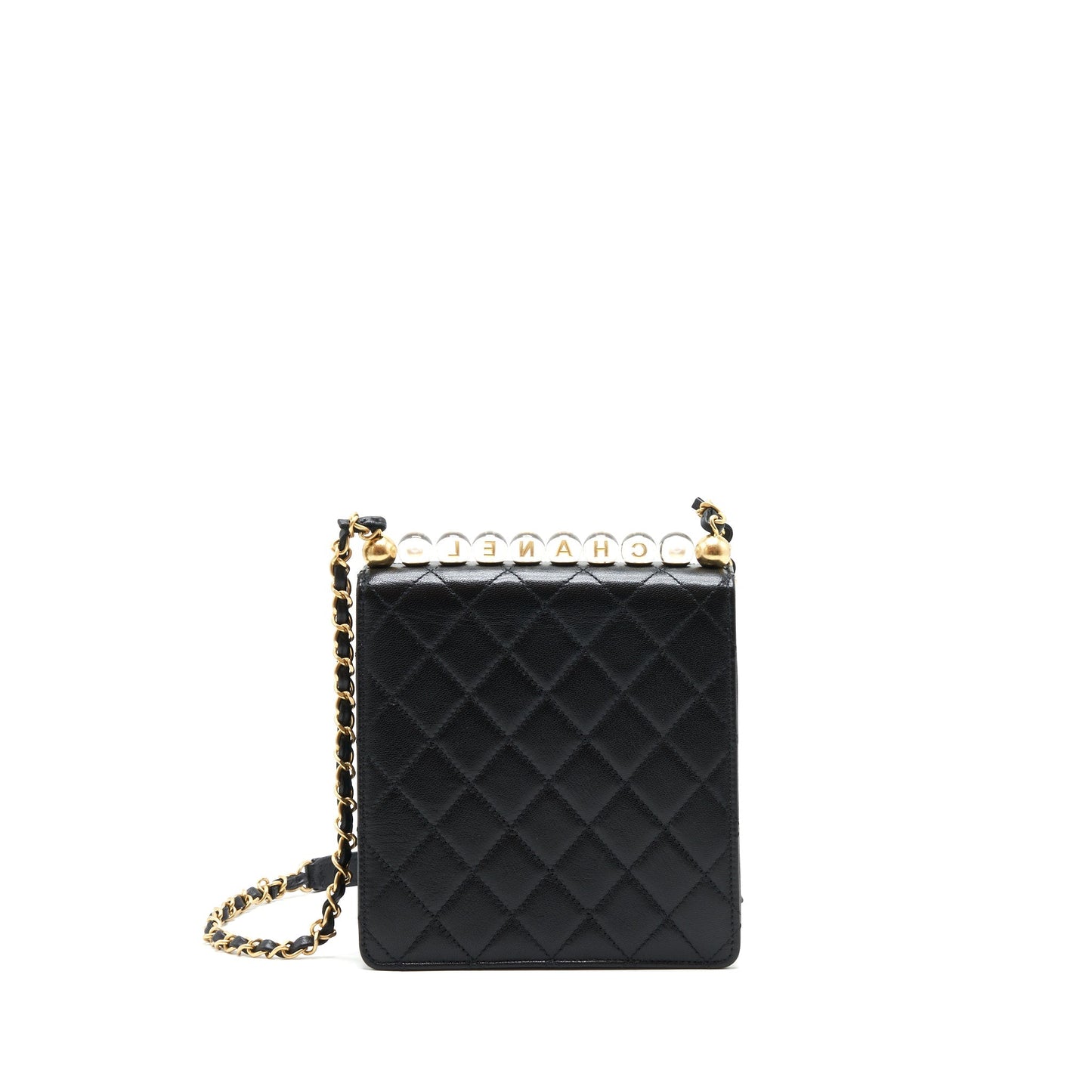Chanel Limitation Pearl Flap Goatskin GHW Black Shoulder Bag