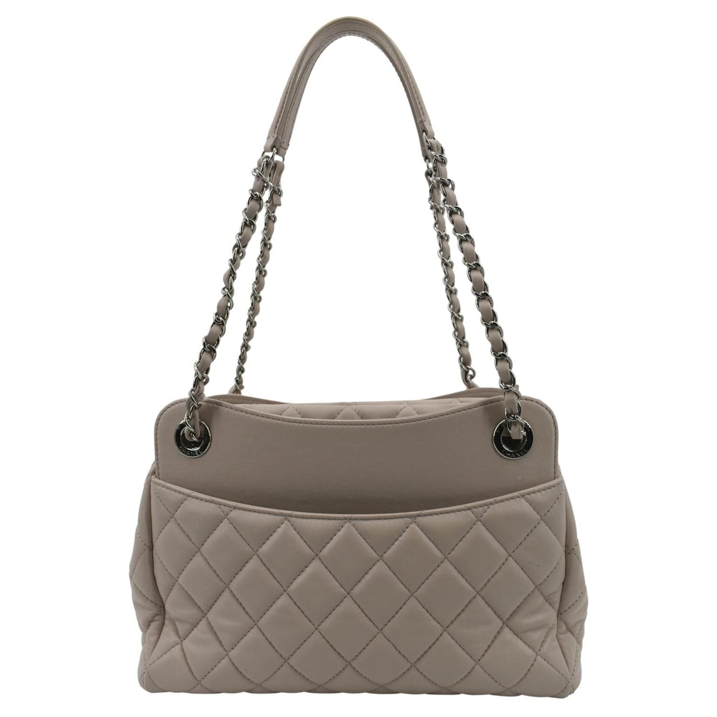 Chanel CC Quilted Shopping Light Leather Lambskin Pink Travel Bag