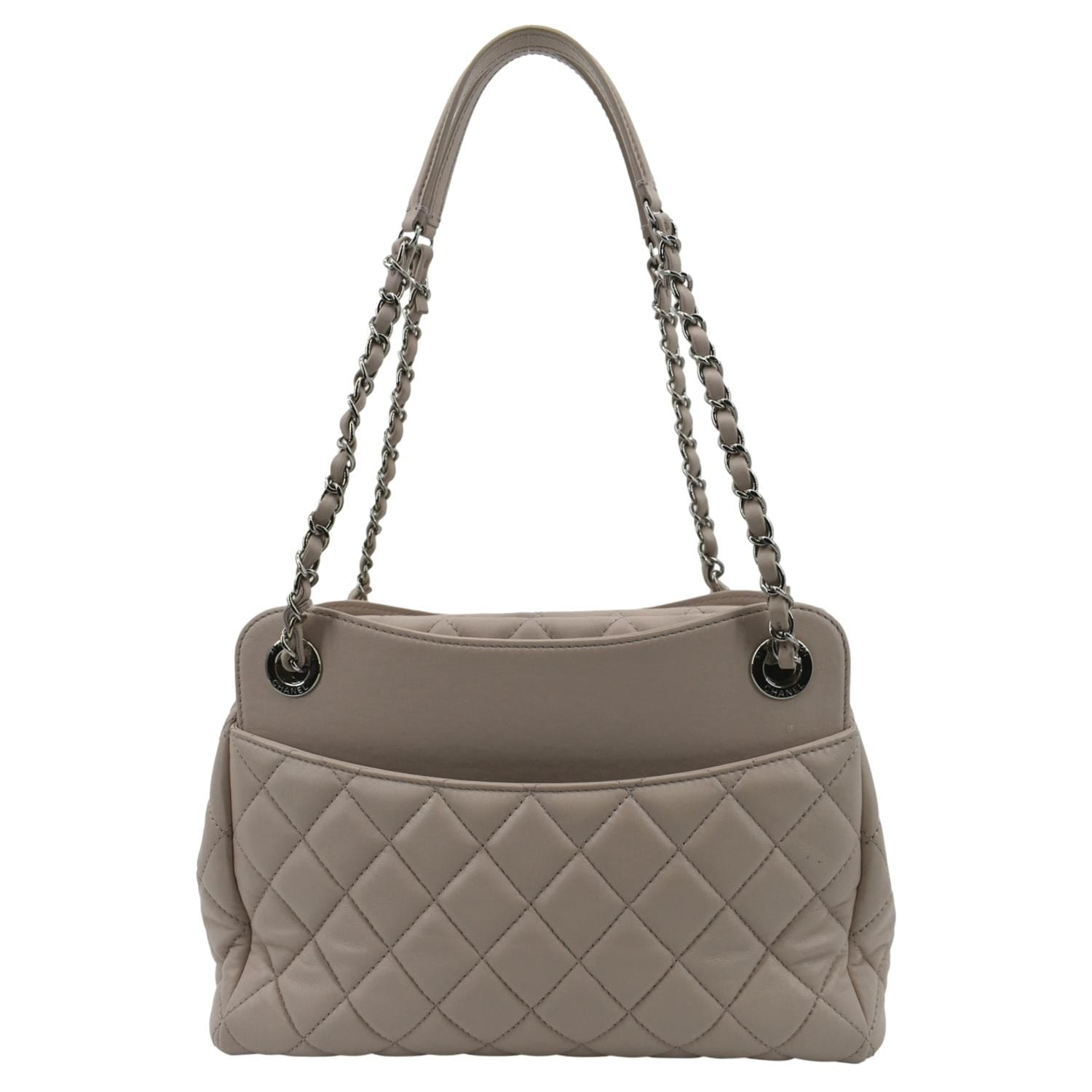 Chanel CC Quilted Shopping Light Leather Lambskin Pink Travel Bag