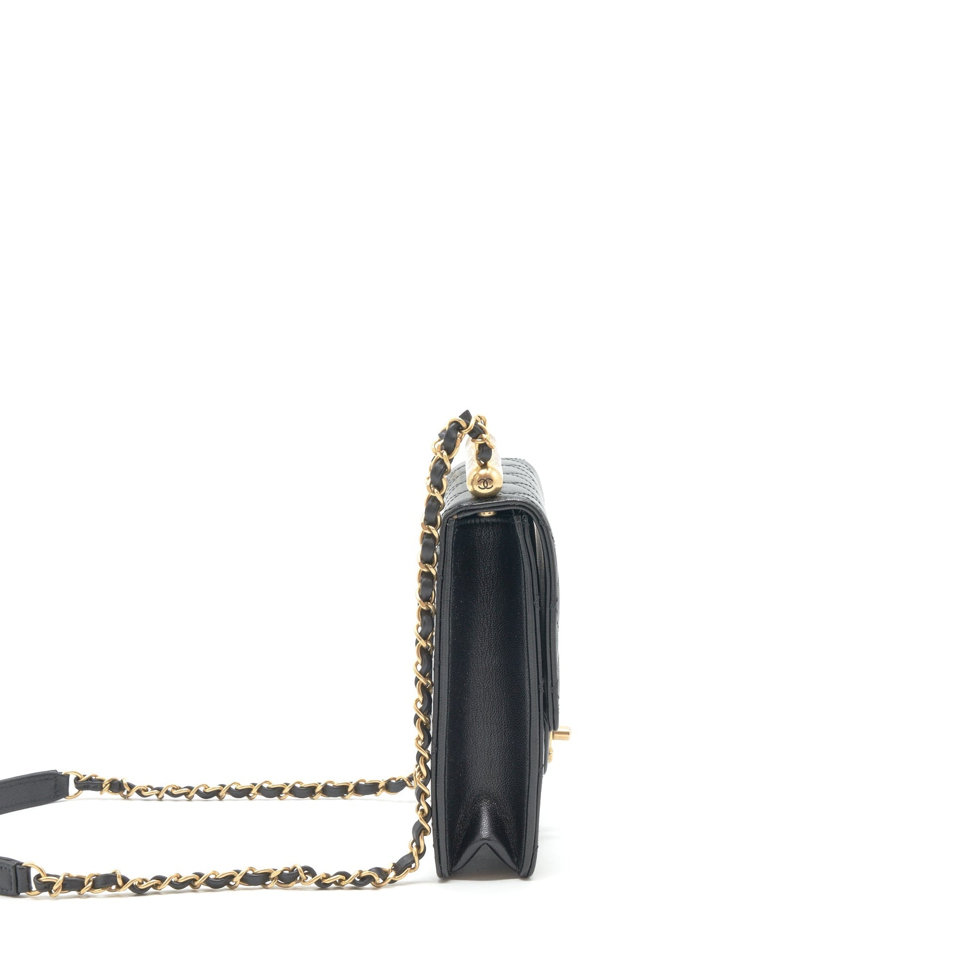 Chanel Limitation Pearl Flap Goatskin GHW Black Shoulder Bag