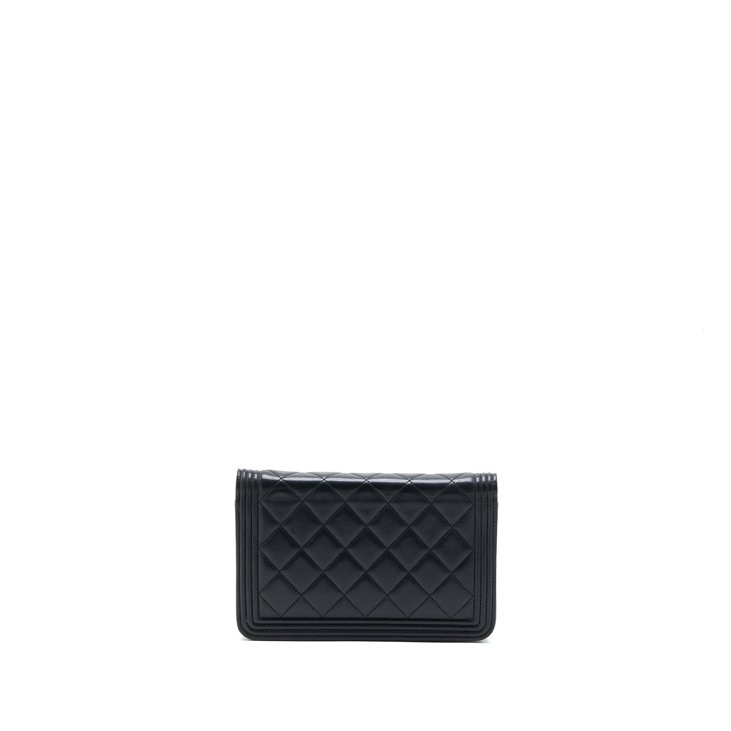Chanel Boy On Lambskin SHW Black Wallet Case