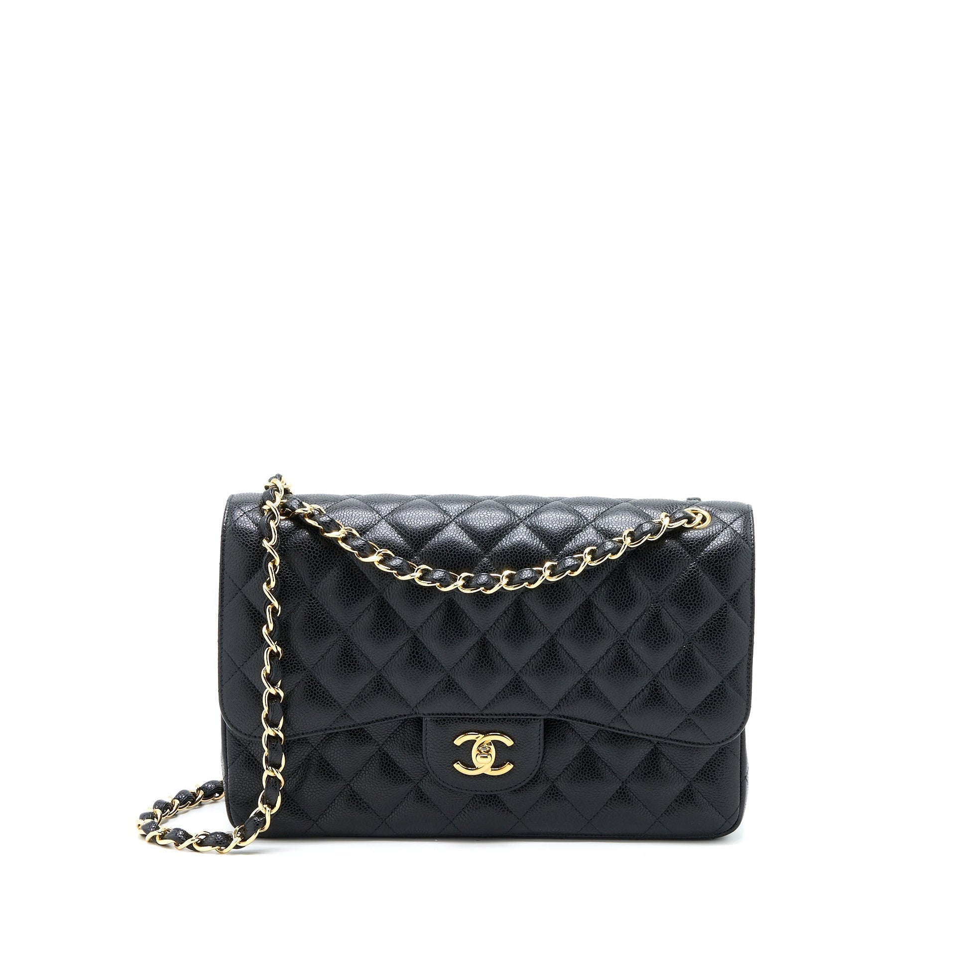Chanel Classic Jumbo Double Flap Caviar GHW Black Shoulder Bag Black Ghw