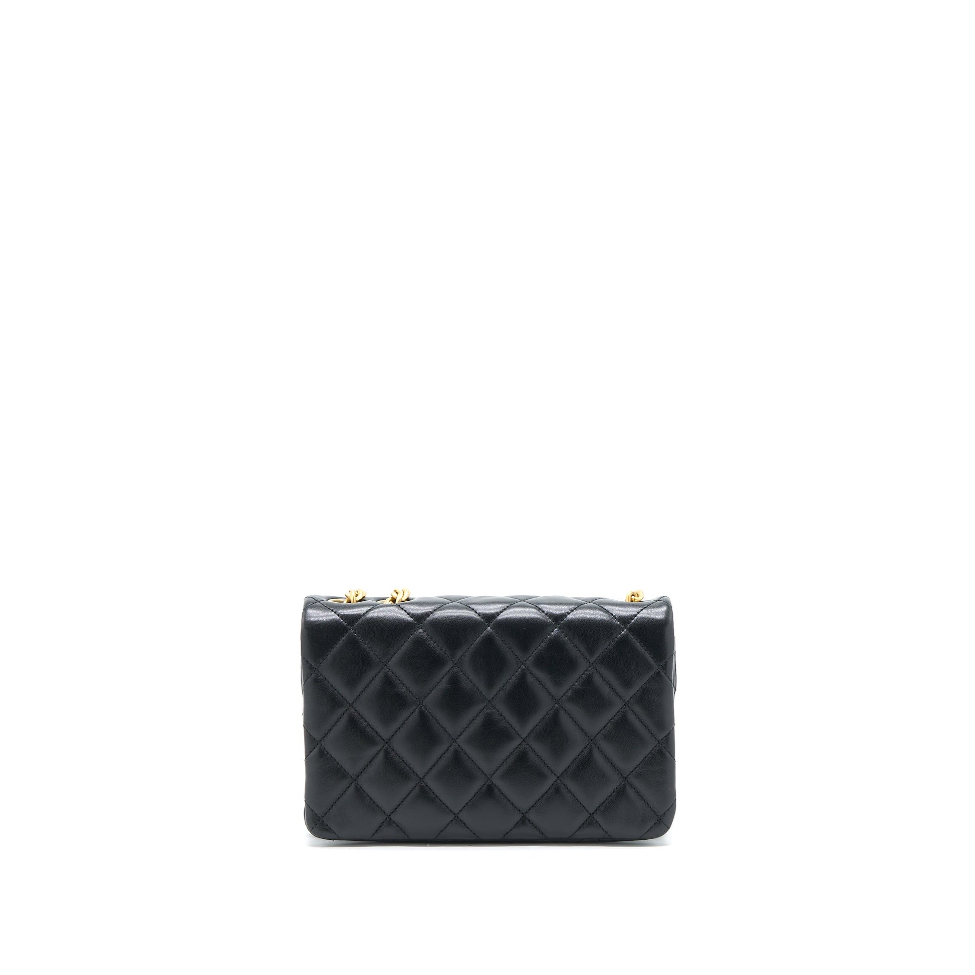 Chanel 22K Pillar Adjustable Flap Lambskin Brushed Black Gold Shoulder Bag