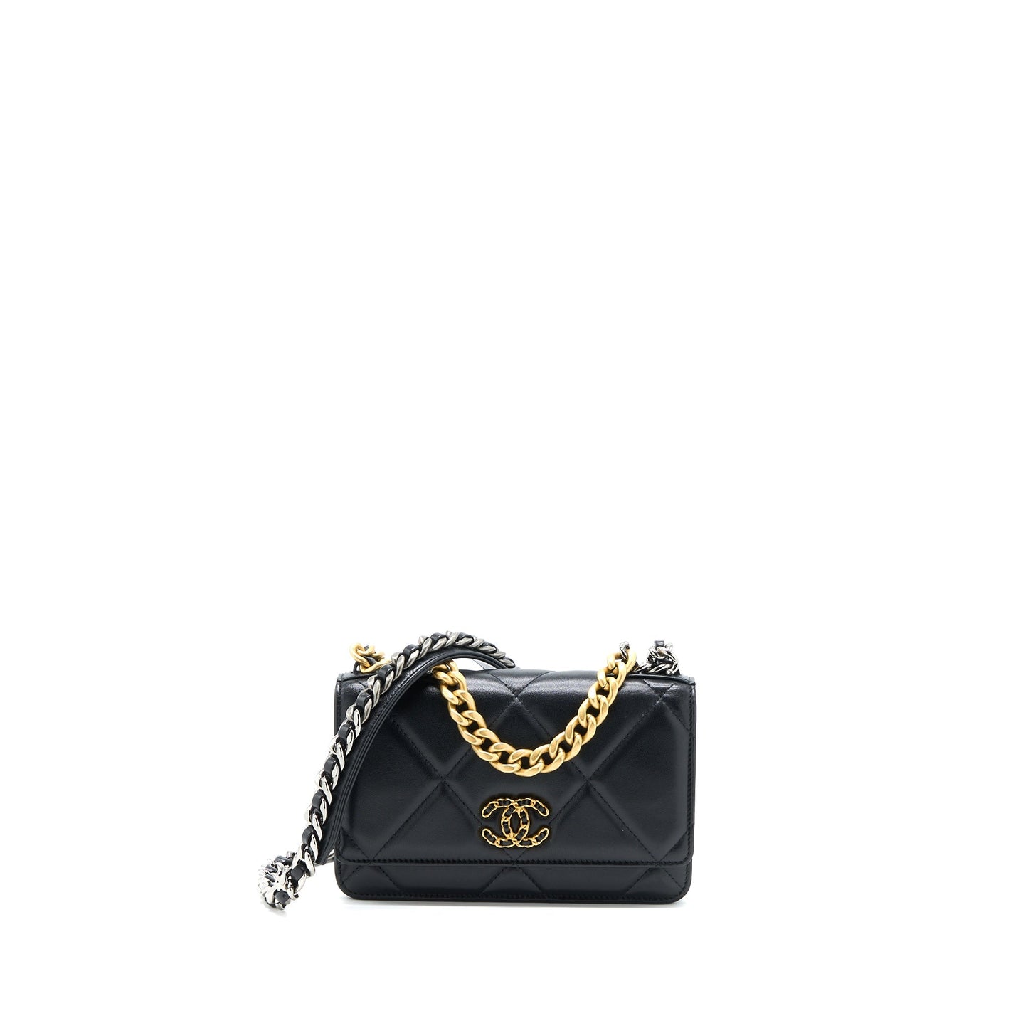 Chanel 19 On Lambskin Hardware Microchip Multicolour Black Wallet Case Hardware Microchip