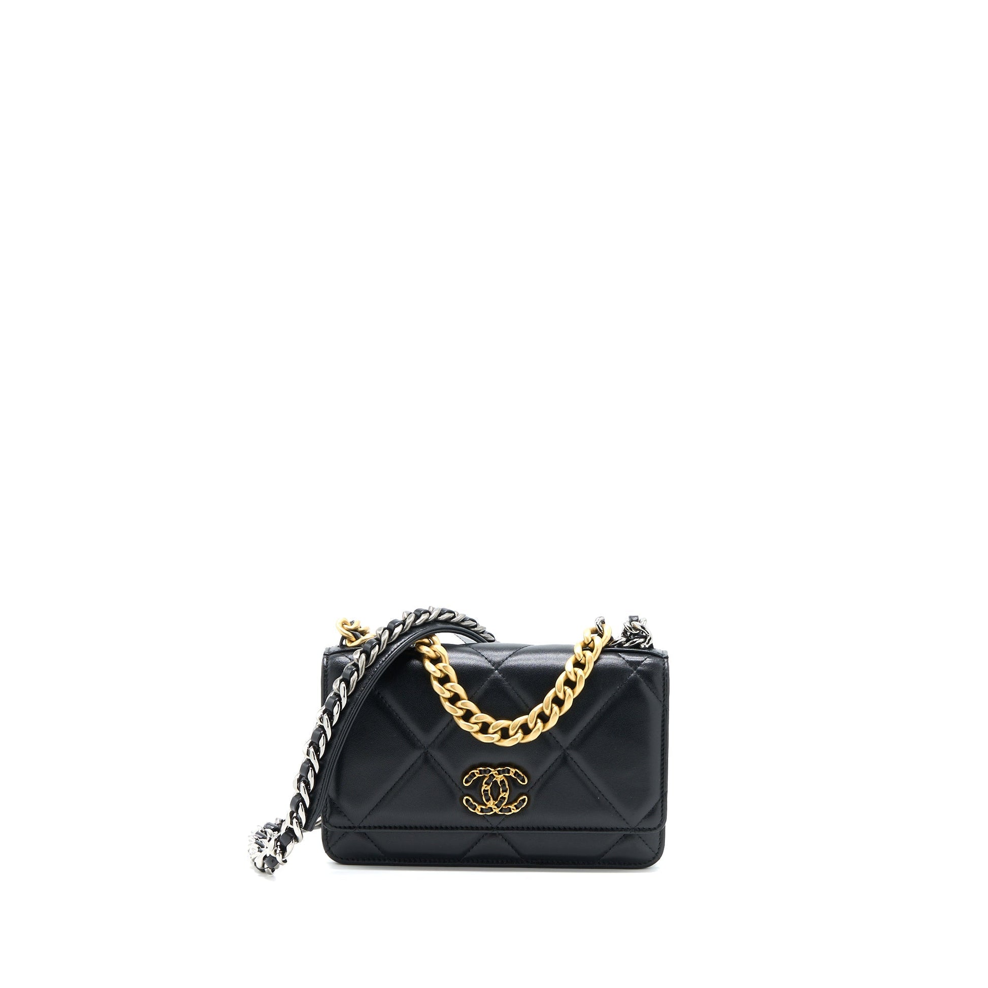 Chanel 19 On Lambskin Hardware Microchip Multicolour Black Wallet Case Hardware Microchip