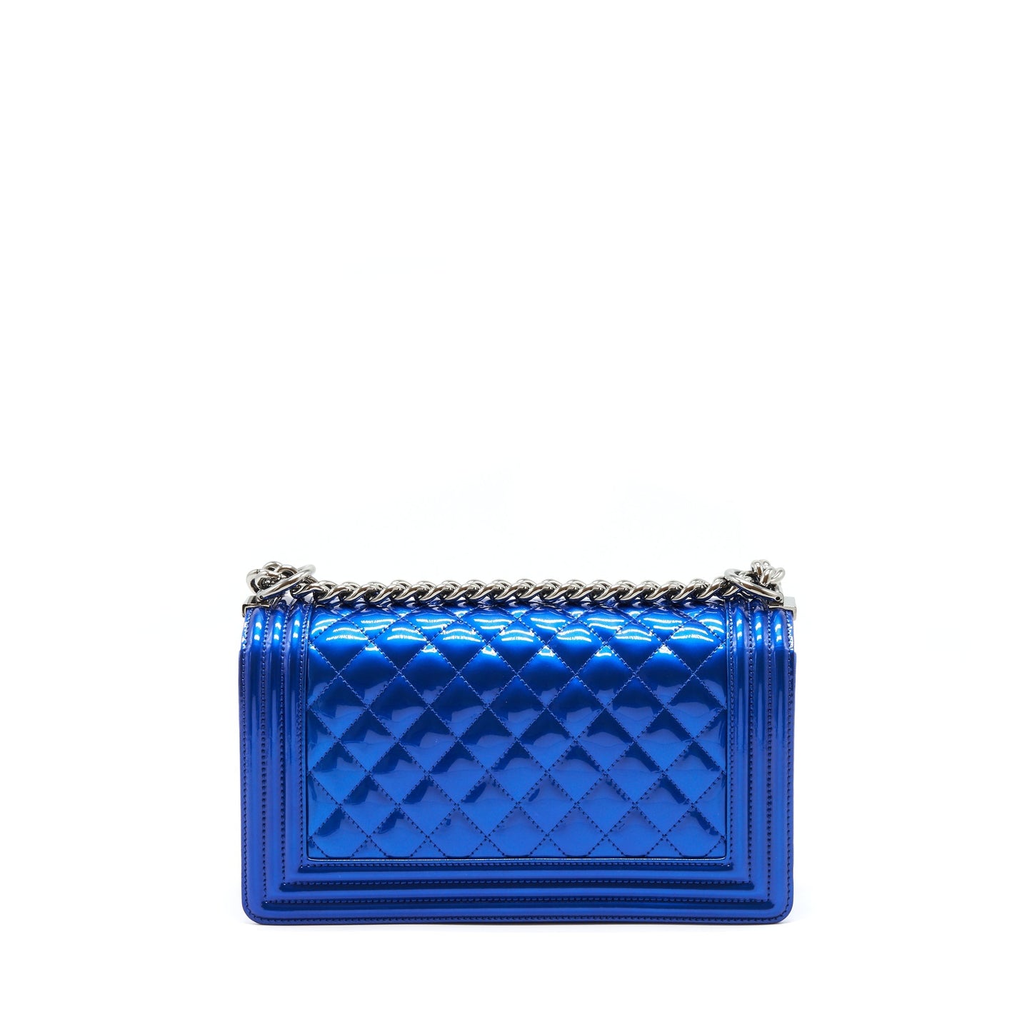 Chanel Le-Boy Patent Electric SHW Blue Handbag