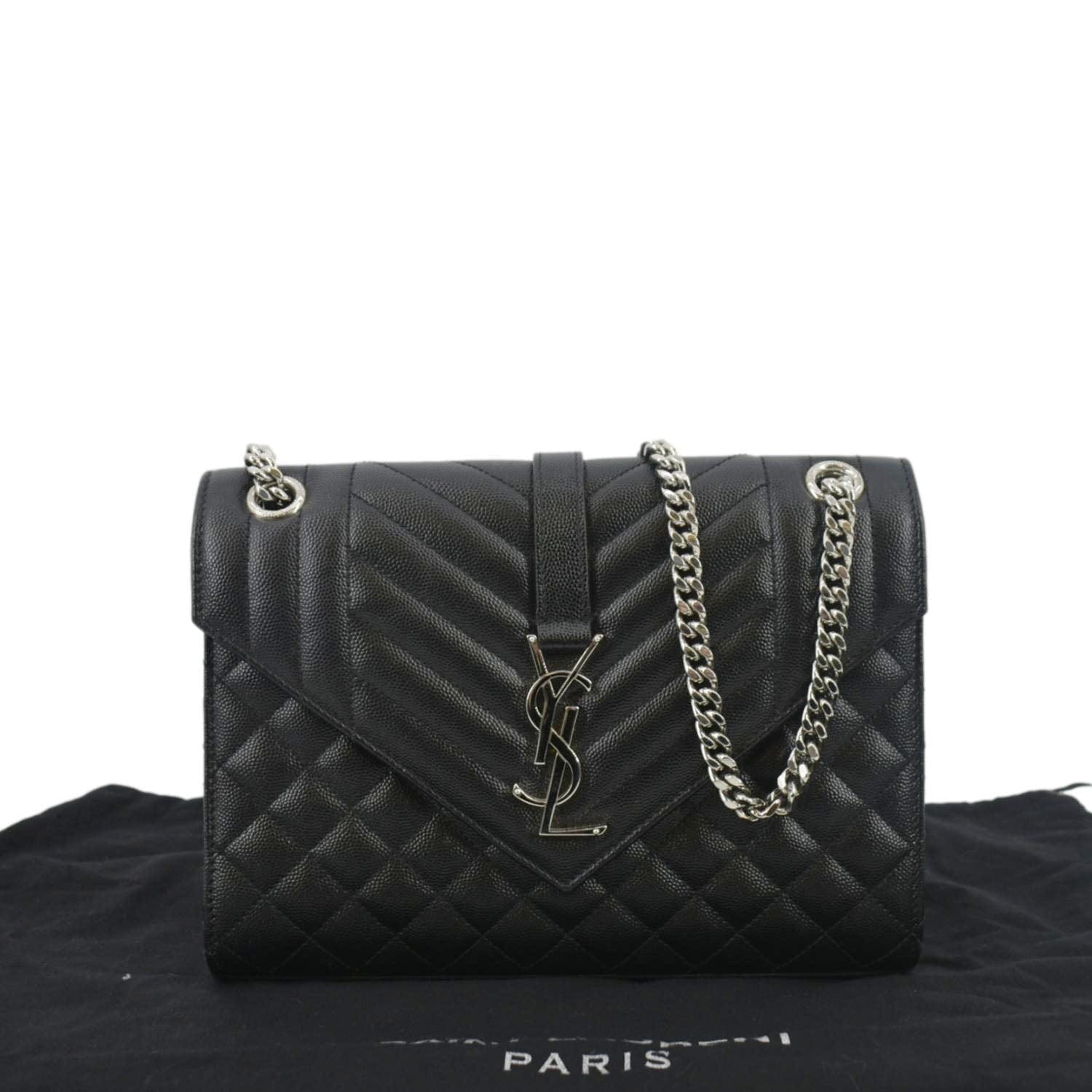YSL Saint Laurent Yves Envelope Matelass Crossbody Bag Leather Black Medium