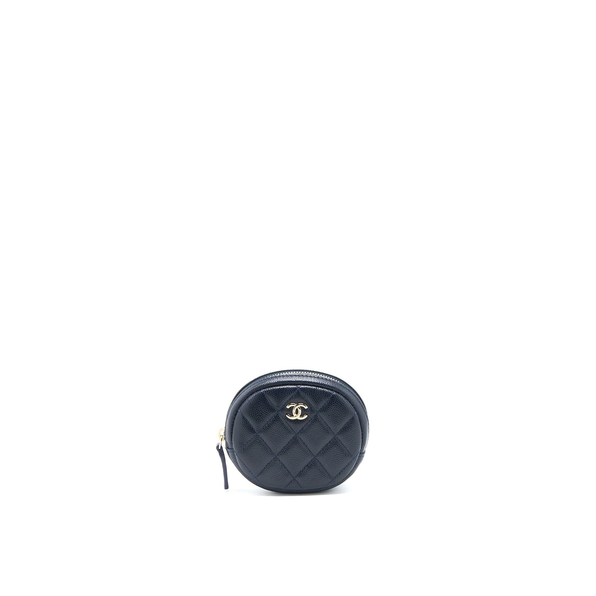 Chanel Round Caviar Navy LGHW Mini Bag