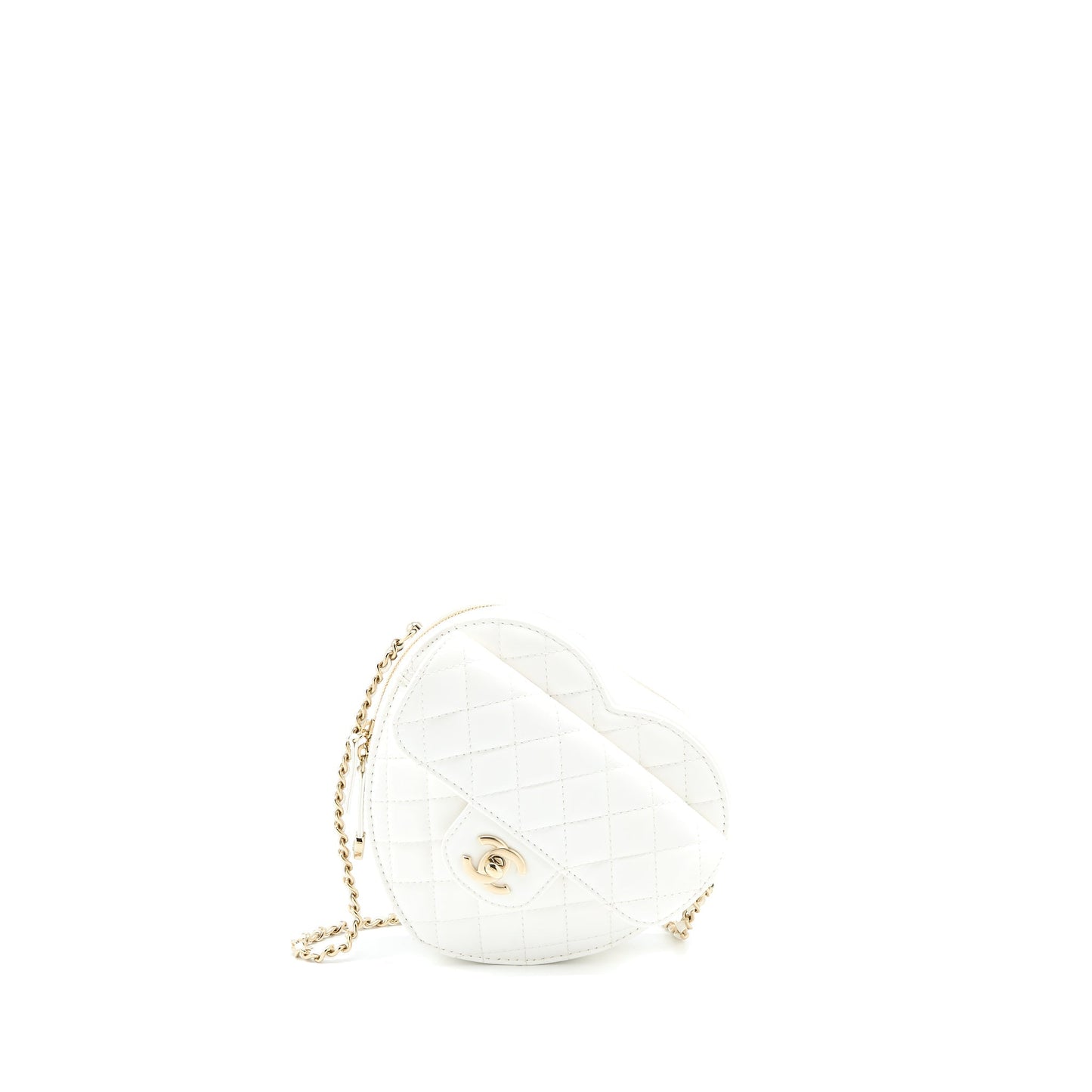 Chanel 22s Heart Lambskin LGHW Microchip White Handbag Lghw Microchip
