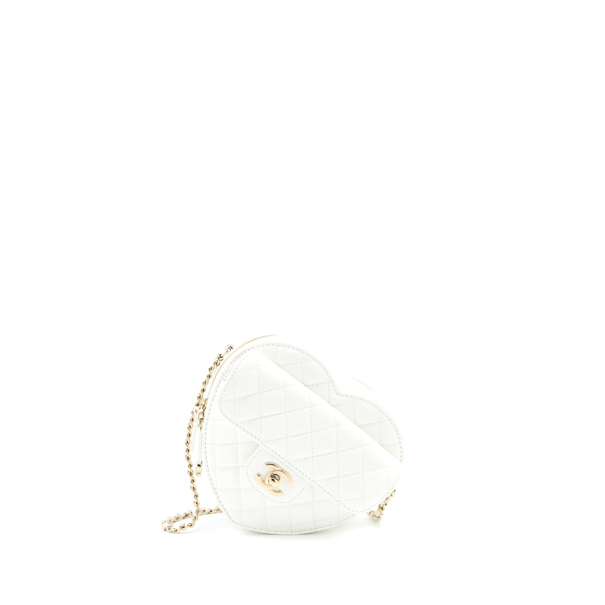 Chanel 22s Heart Lambskin LGHW Microchip White Handbag Lghw Microchip