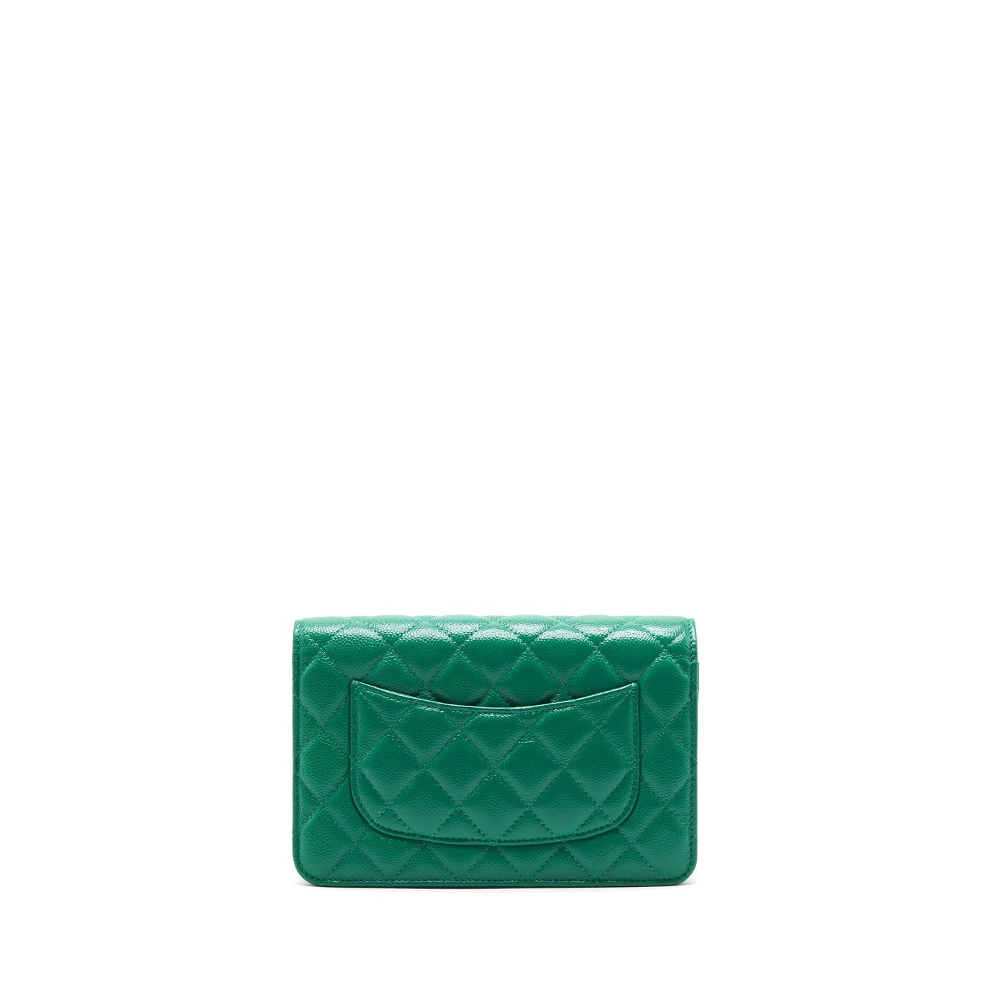 Chanel Classic On Caviar SHW Green Wallet Case