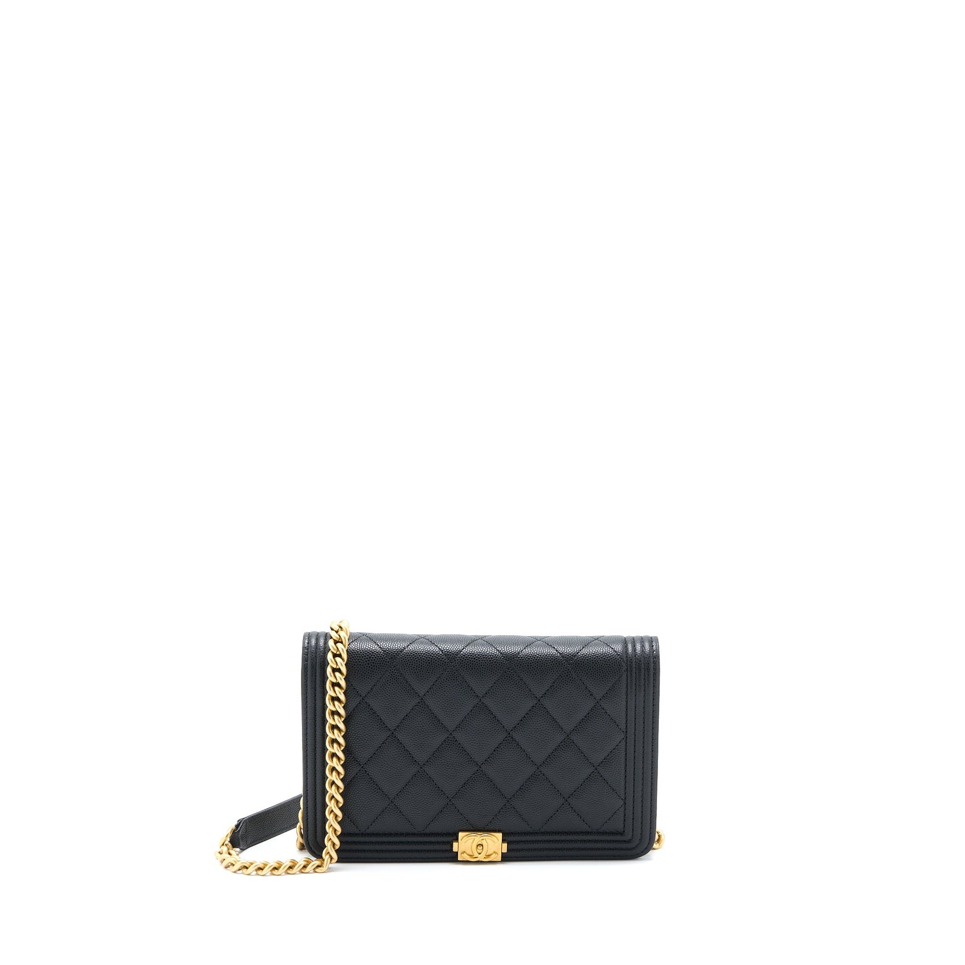 Chanel Boy on Caviar GHW Black Wallet Case