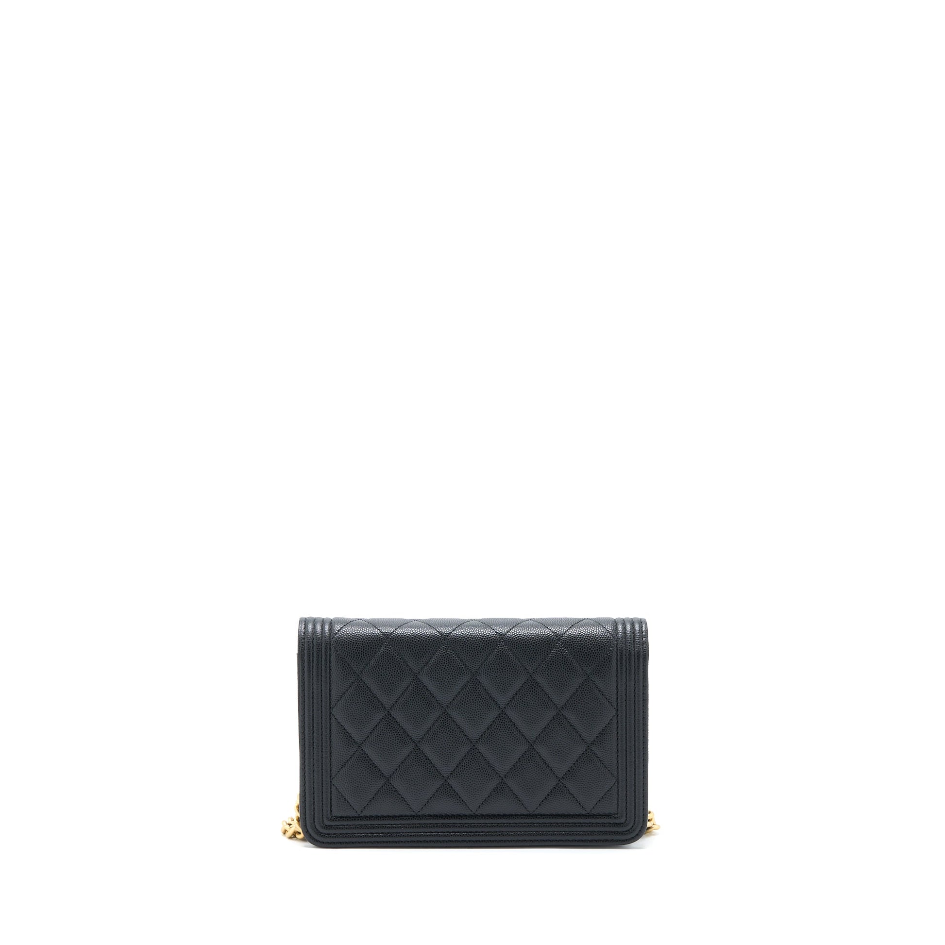 Chanel Boy on Caviar GHW Black Wallet Case