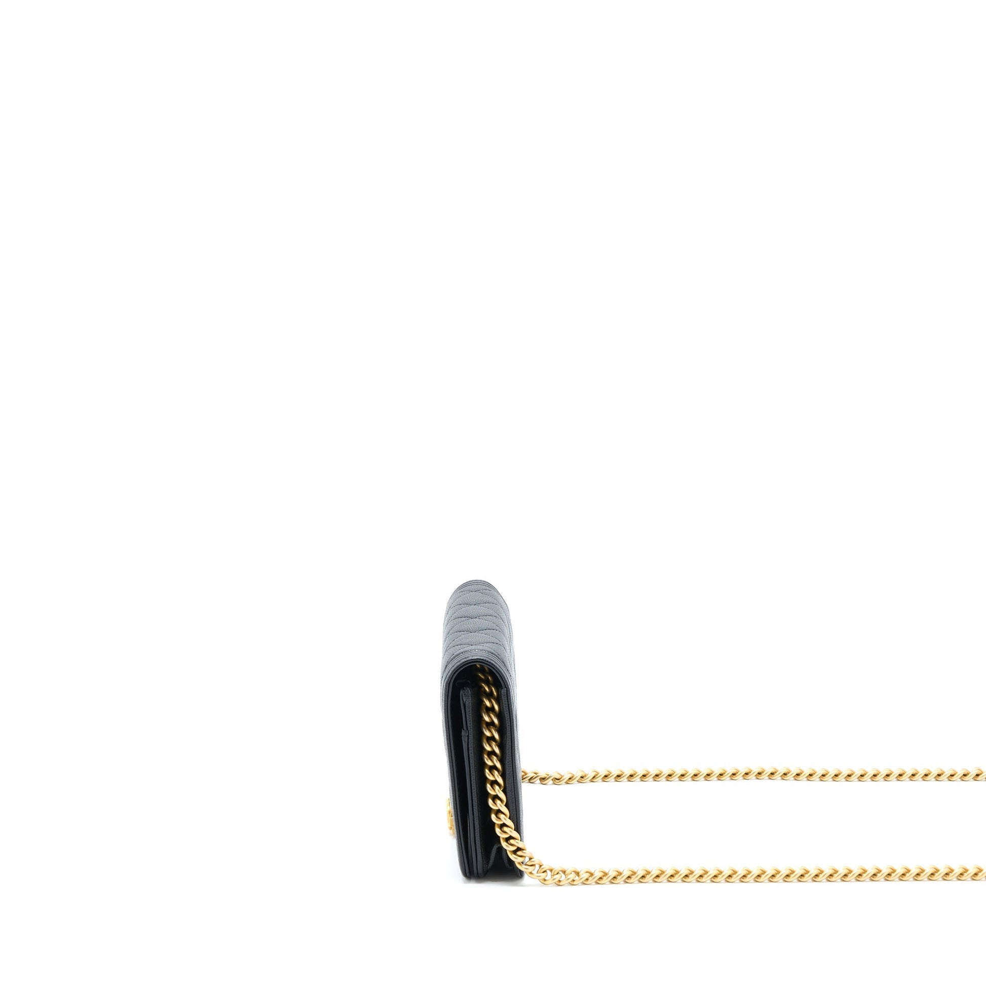 Chanel Boy on Caviar GHW Black Wallet Case