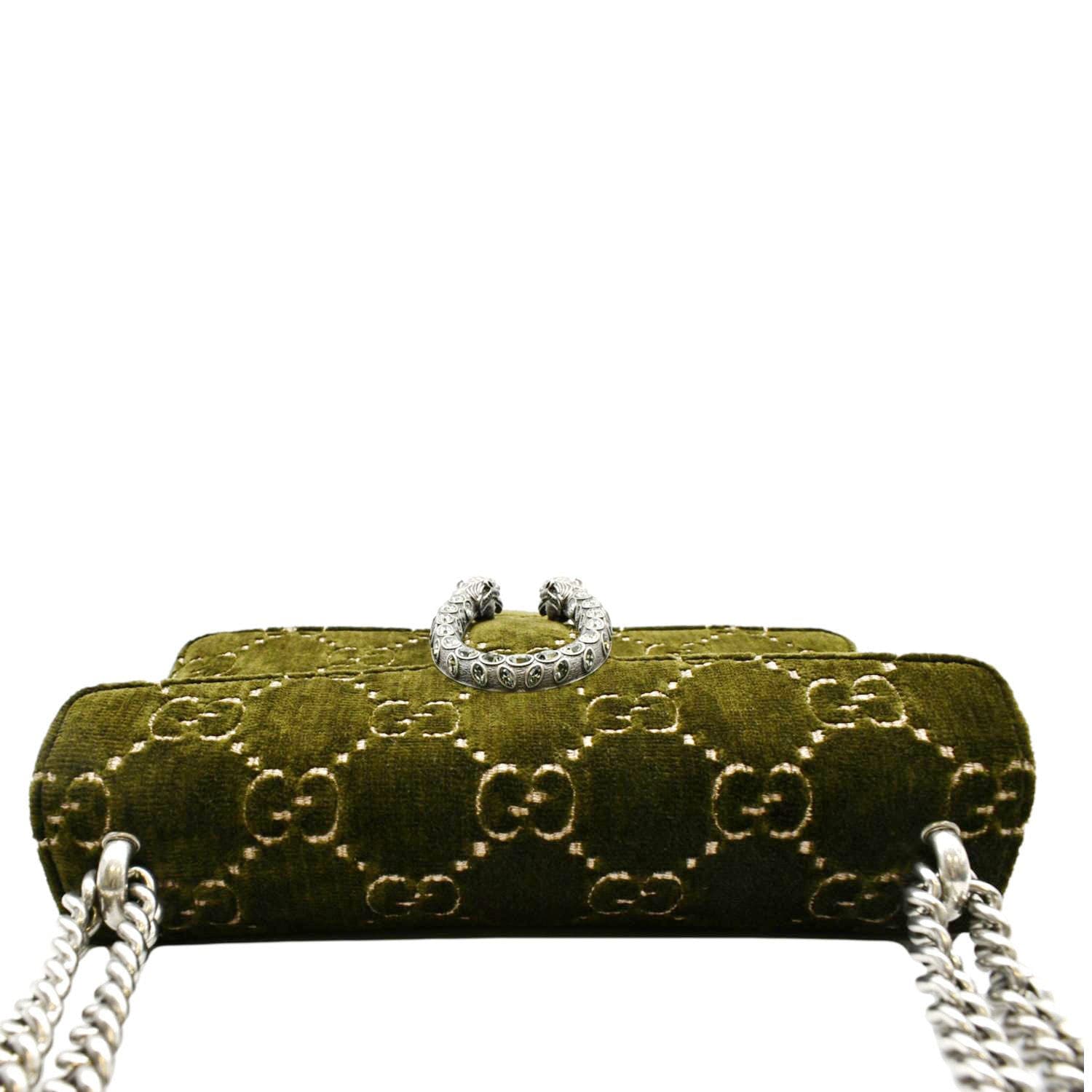 Gucci Dionysus Velvet Shoulder Bag Olive Small