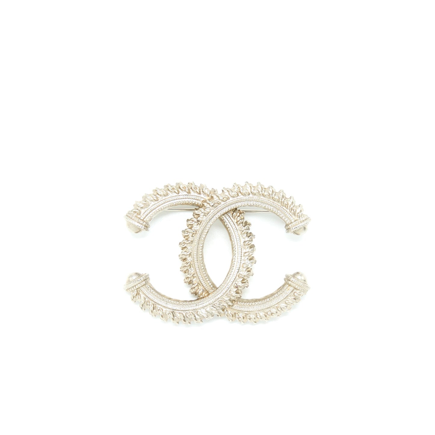Chanel CC Logo Brooch Brushed Light Tone Gold Handbag