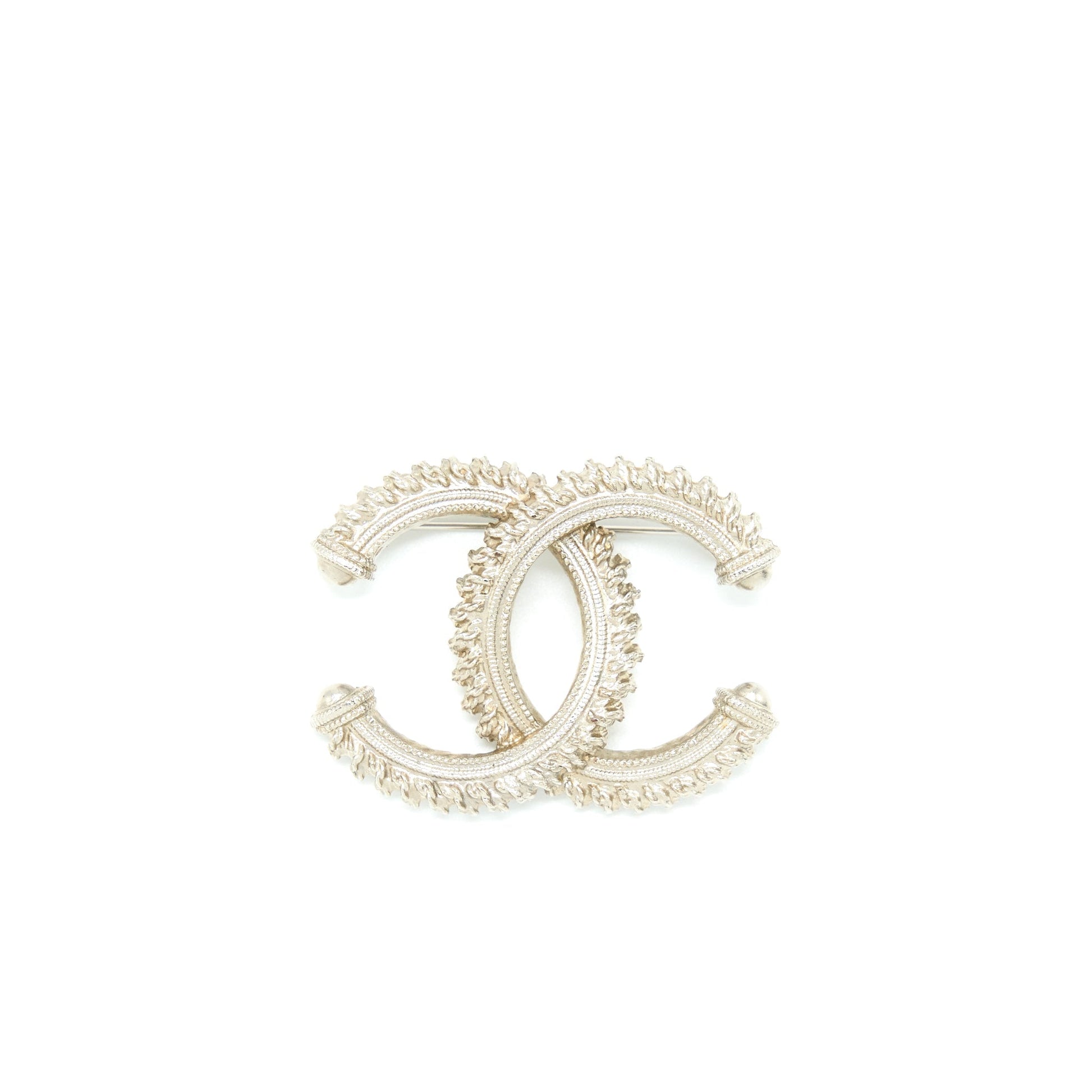 Chanel CC Logo Brooch Brushed Light Tone Gold Handbag