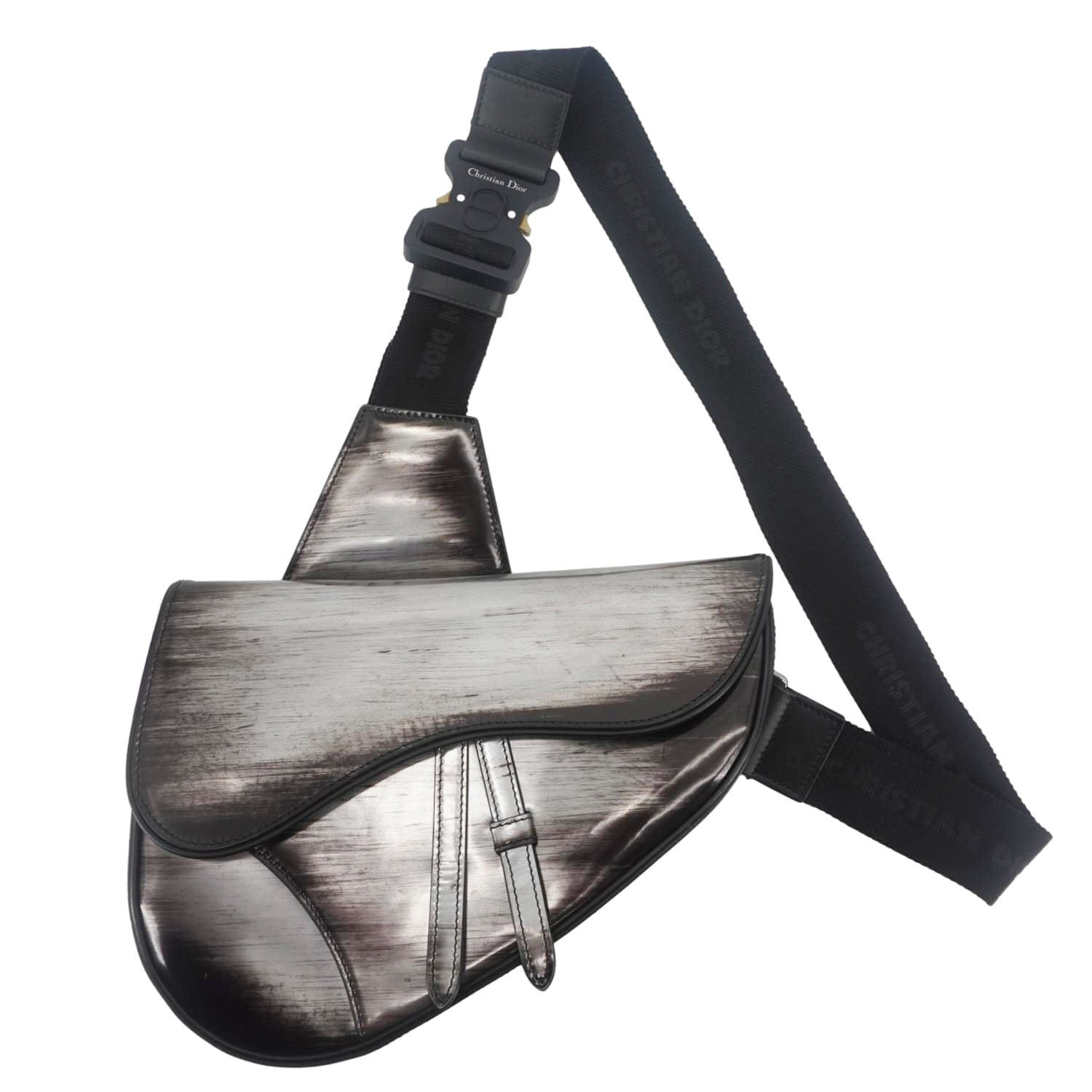 Dior Saddle Crossbody Bag Leather Silver