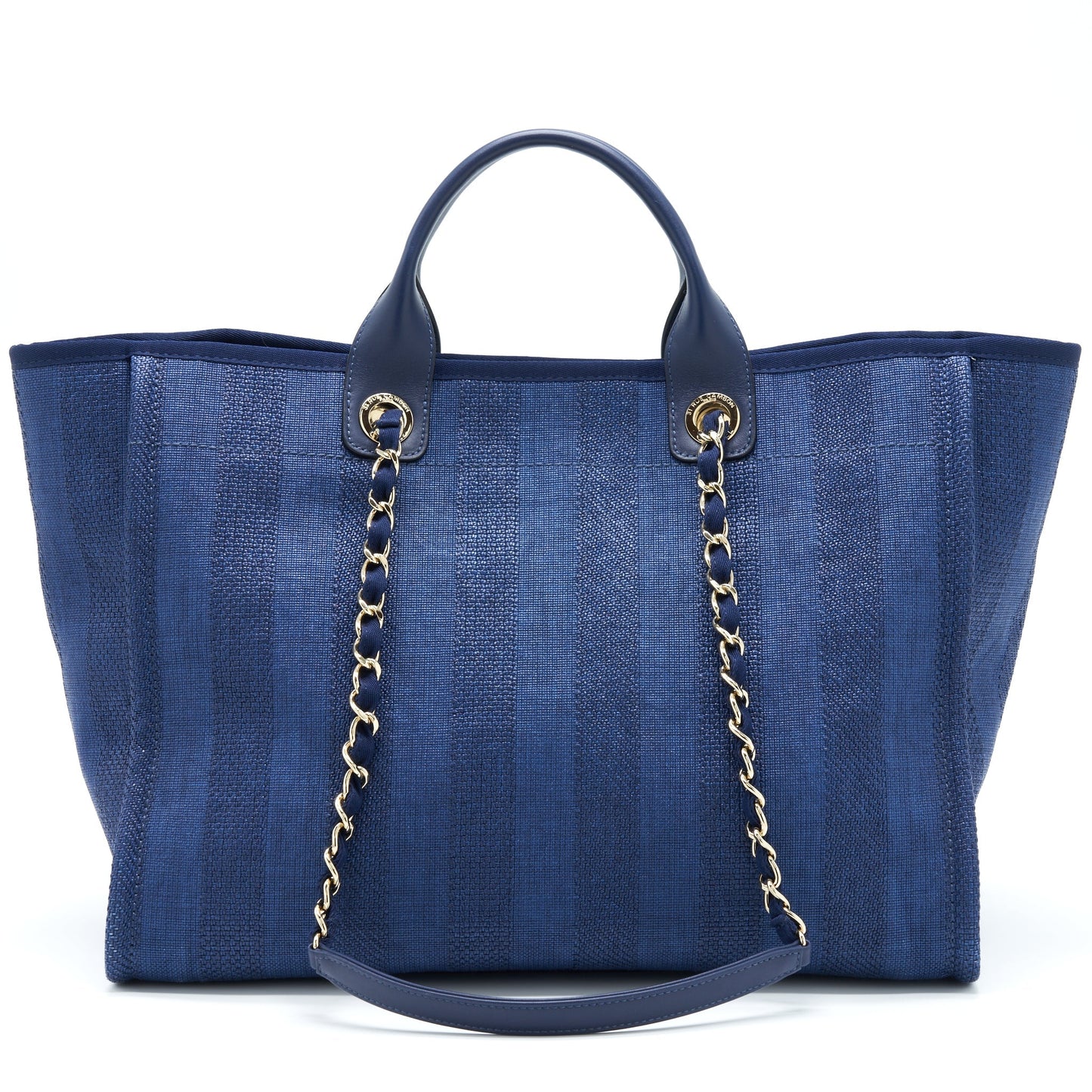 Chanel Deauville Dark GHW Blue Canvas Tote Bag