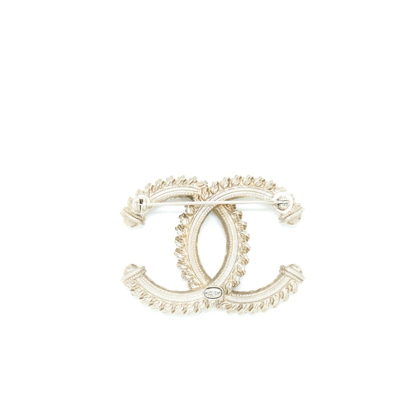 Chanel CC Logo Brooch Brushed Light Tone Gold Handbag