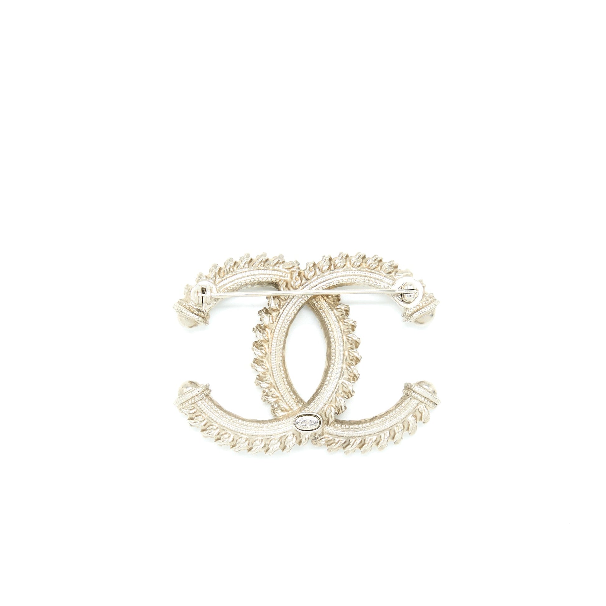 Chanel CC Logo Brooch Brushed Light Tone Gold Handbag