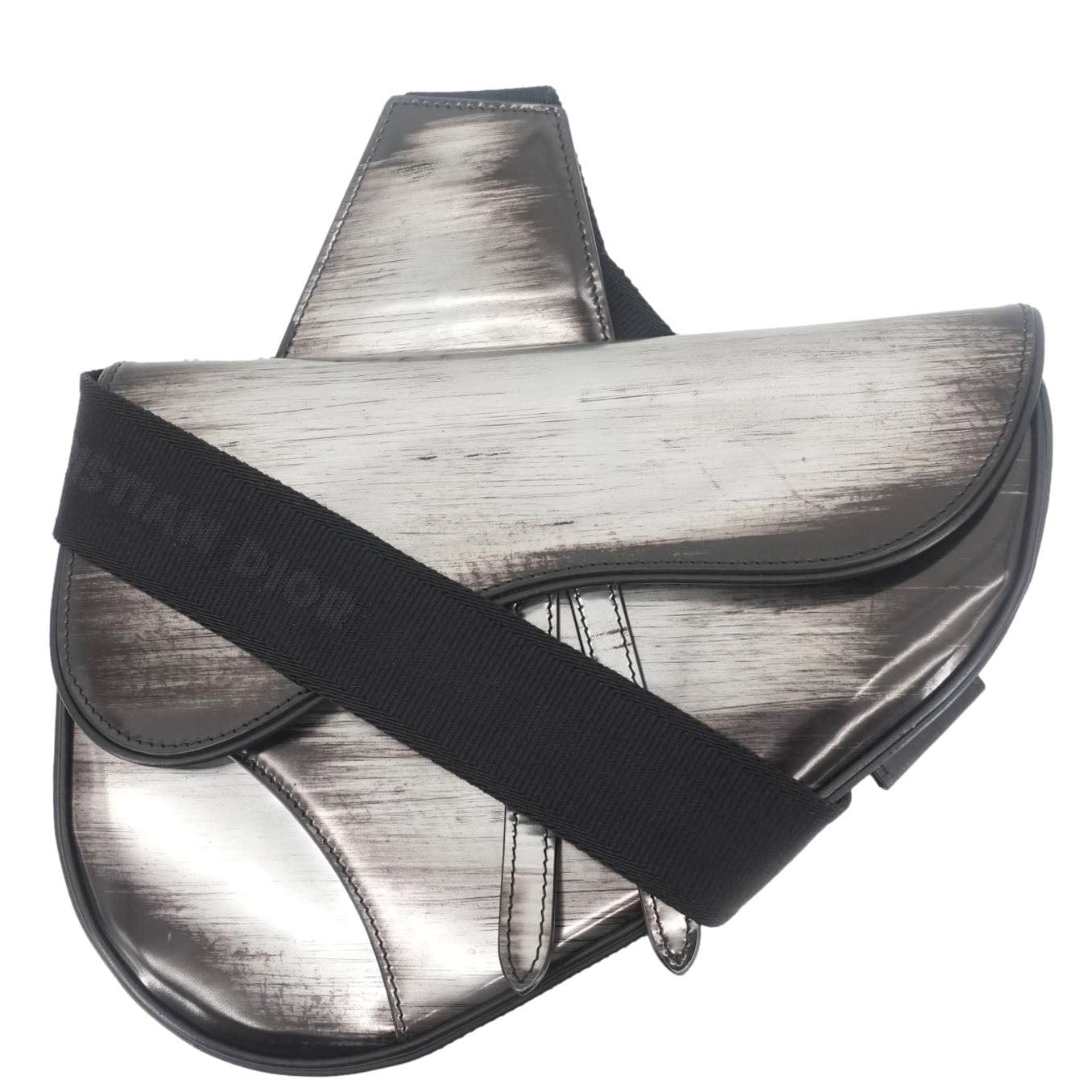 Dior Crossbody Bag Saddle Leather Silver