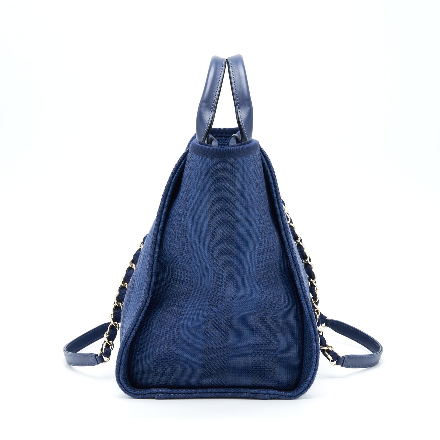 Chanel Deauville Dark GHW Blue Canvas Tote Bag