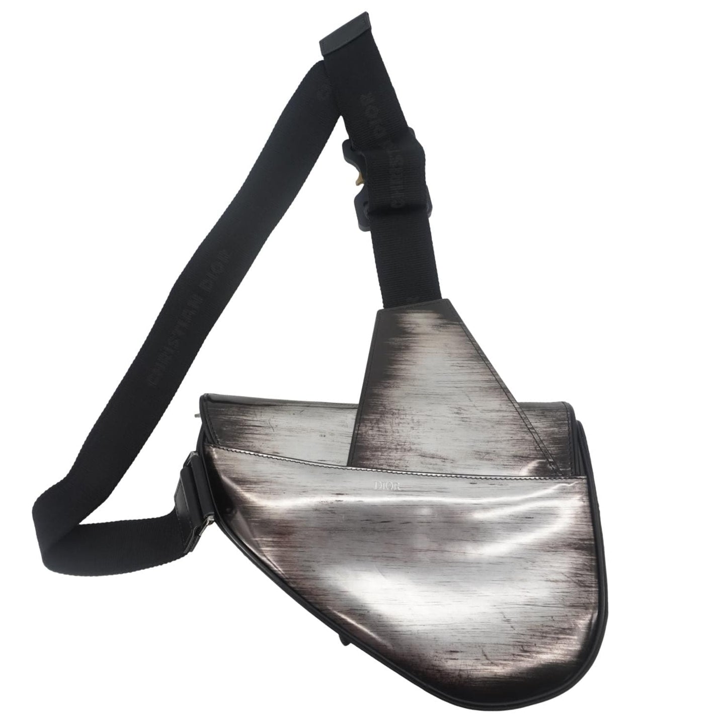Dior Saddle Crossbody Bag Leather Silver