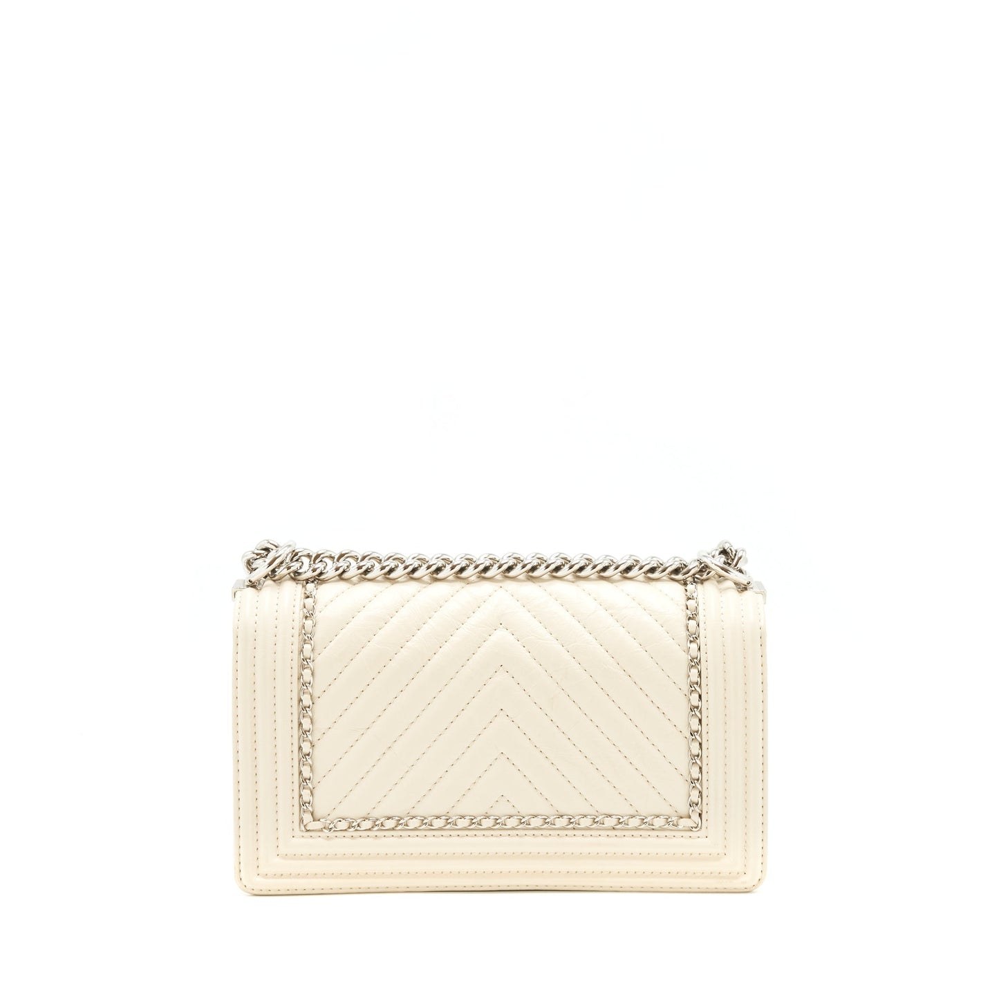 Chanel Boy Chevron Limited Calfskin SHW Ivory Handbag