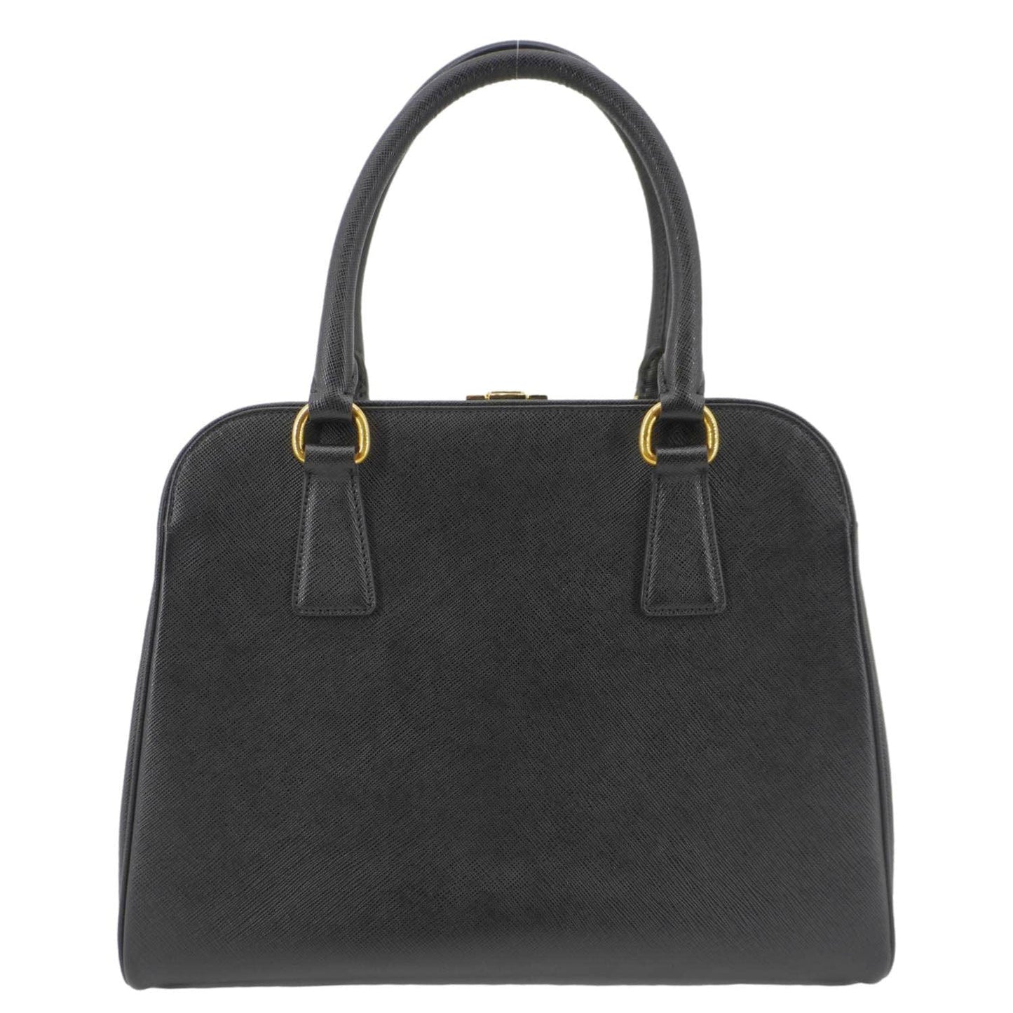 Frame Saffiano Top Handle Bag Leather Black Travel Bag