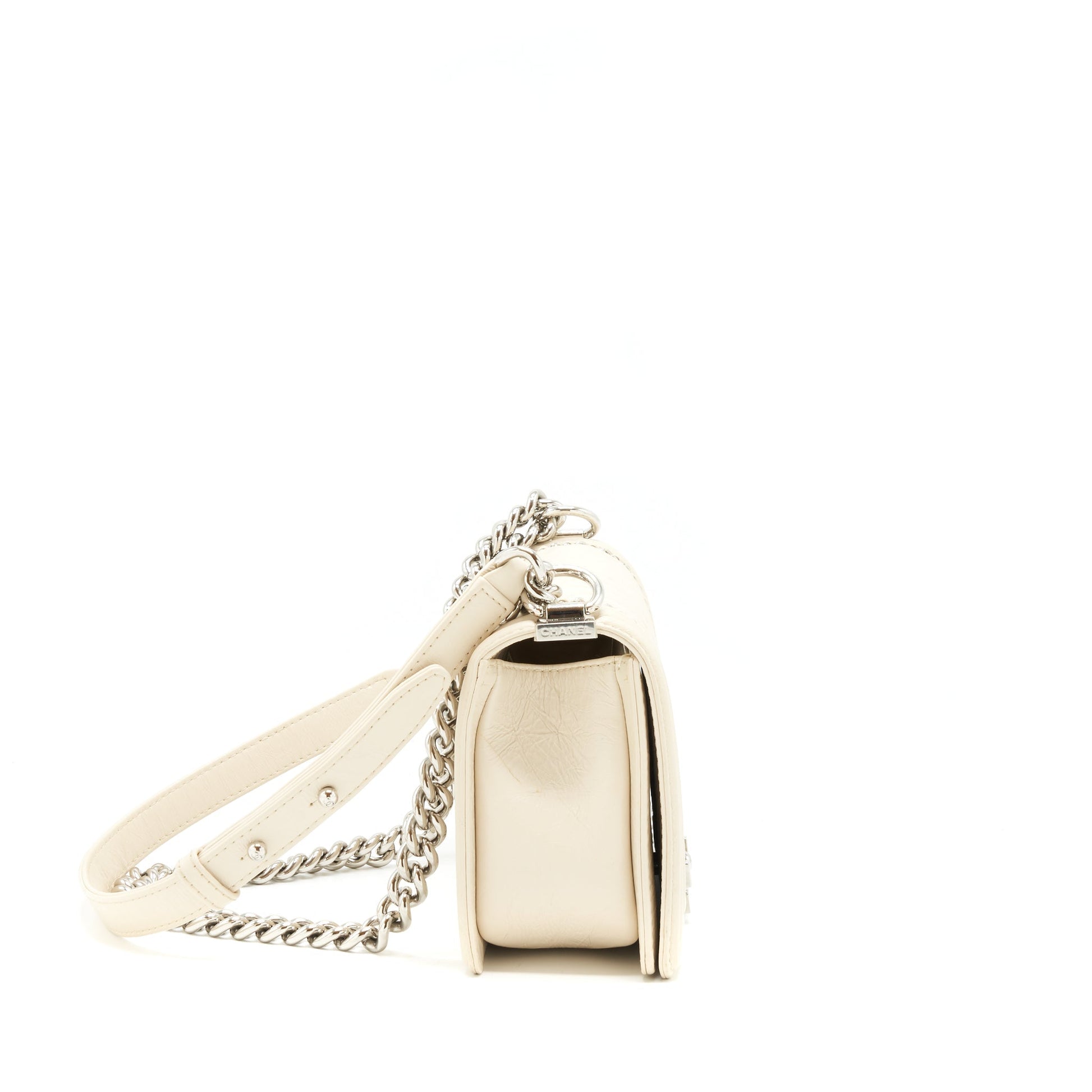 Chanel Boy Chevron Limited Calfskin SHW Ivory Handbag