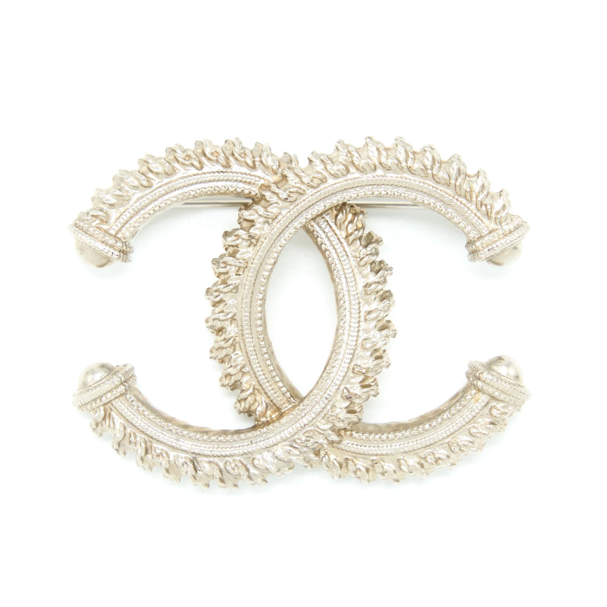 Chanel CC Logo Brooch Brushed Light Tone Gold Handbag