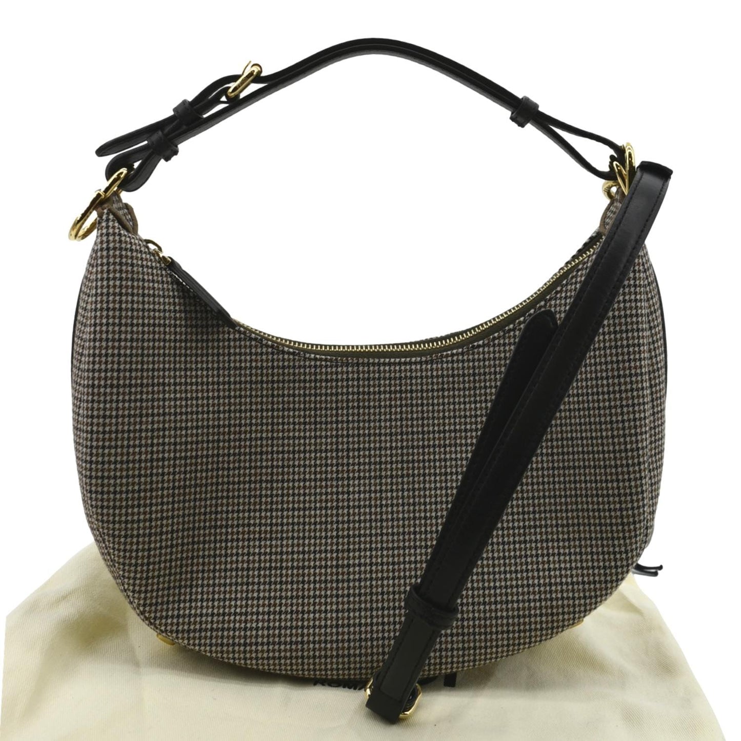 Fendi graphy Wool Fabric Hobo Bag Brown