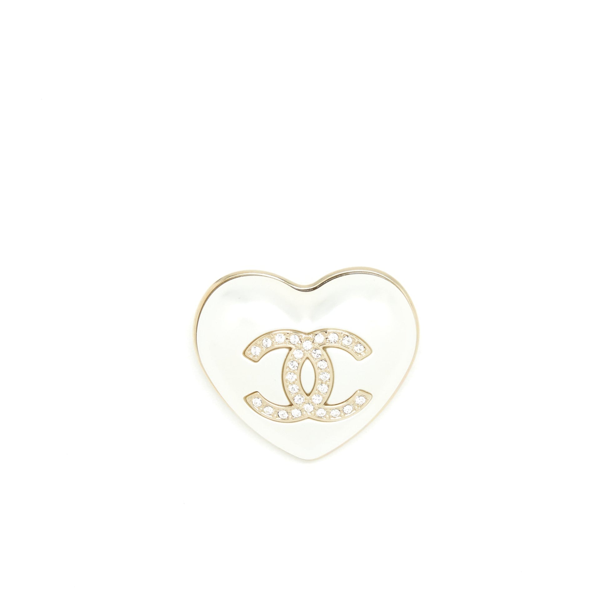 Chanel 21K Heart Brooch LGHW Ivory Handbag