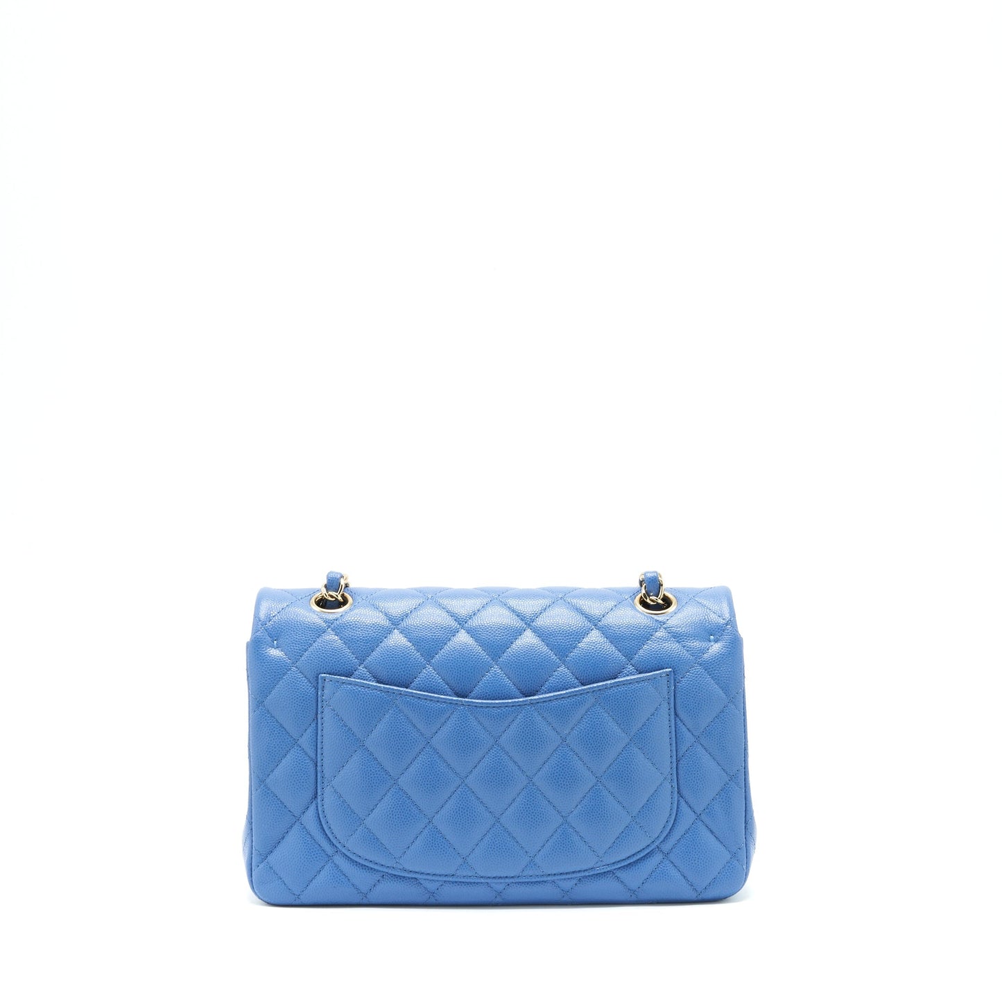 Chanel Classic double Flap Caviar LGHW Blue Small Handbag