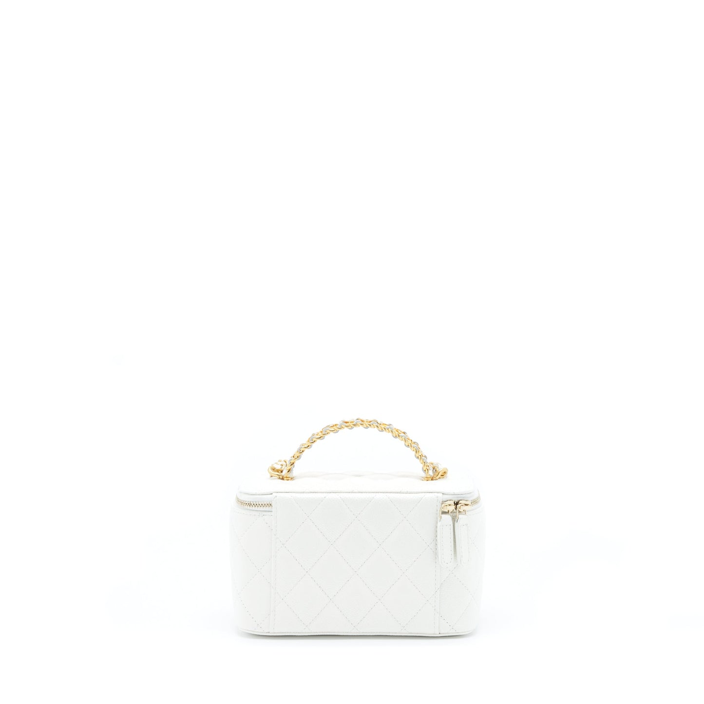 Chanel 22S Logo Top Handle Long Vanity Black White Handbag