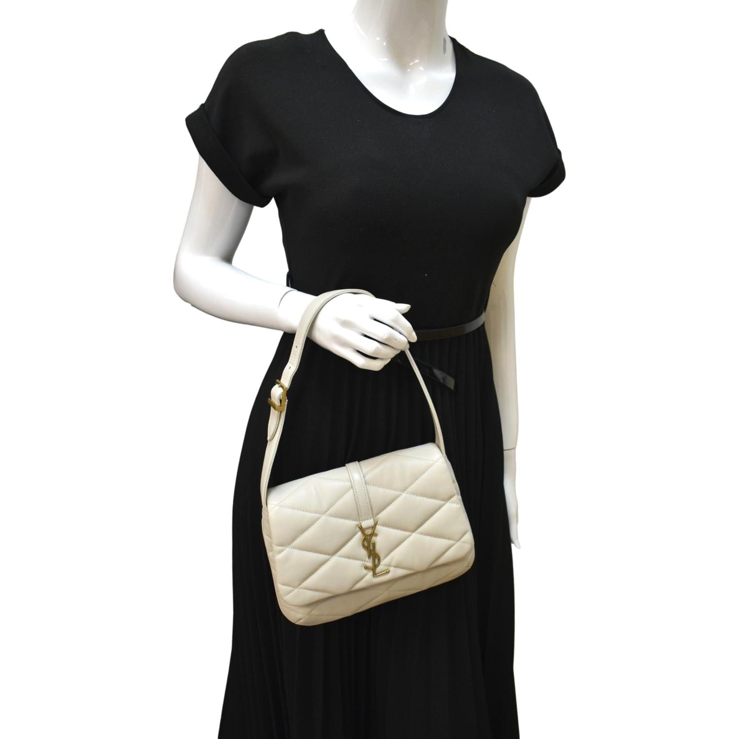 YSL Saint Laurent Saint Le Lambskin Hobo Bag Antique Leather Quilted Shoulder Bag