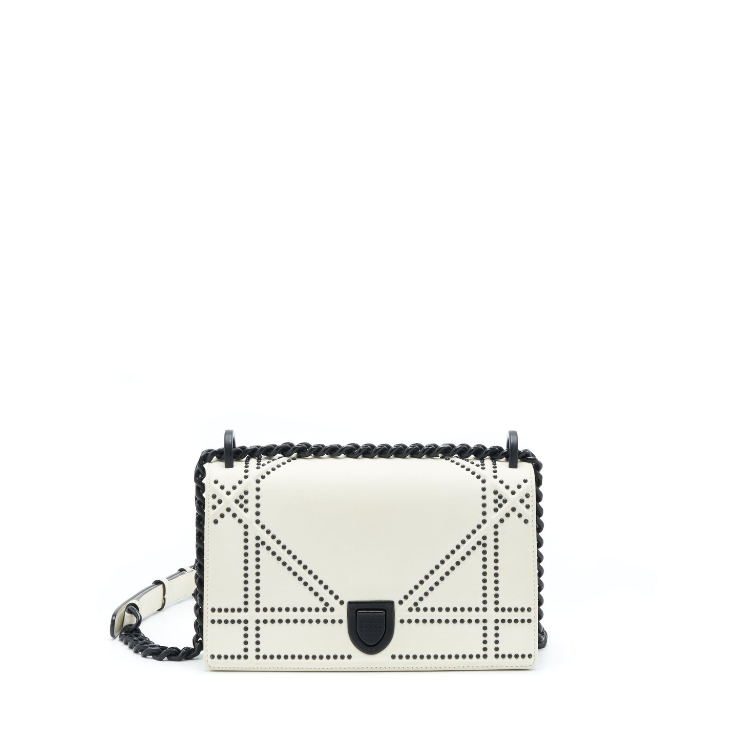 Dior Studded ama With Hardware Handbag Black White Travel Bag