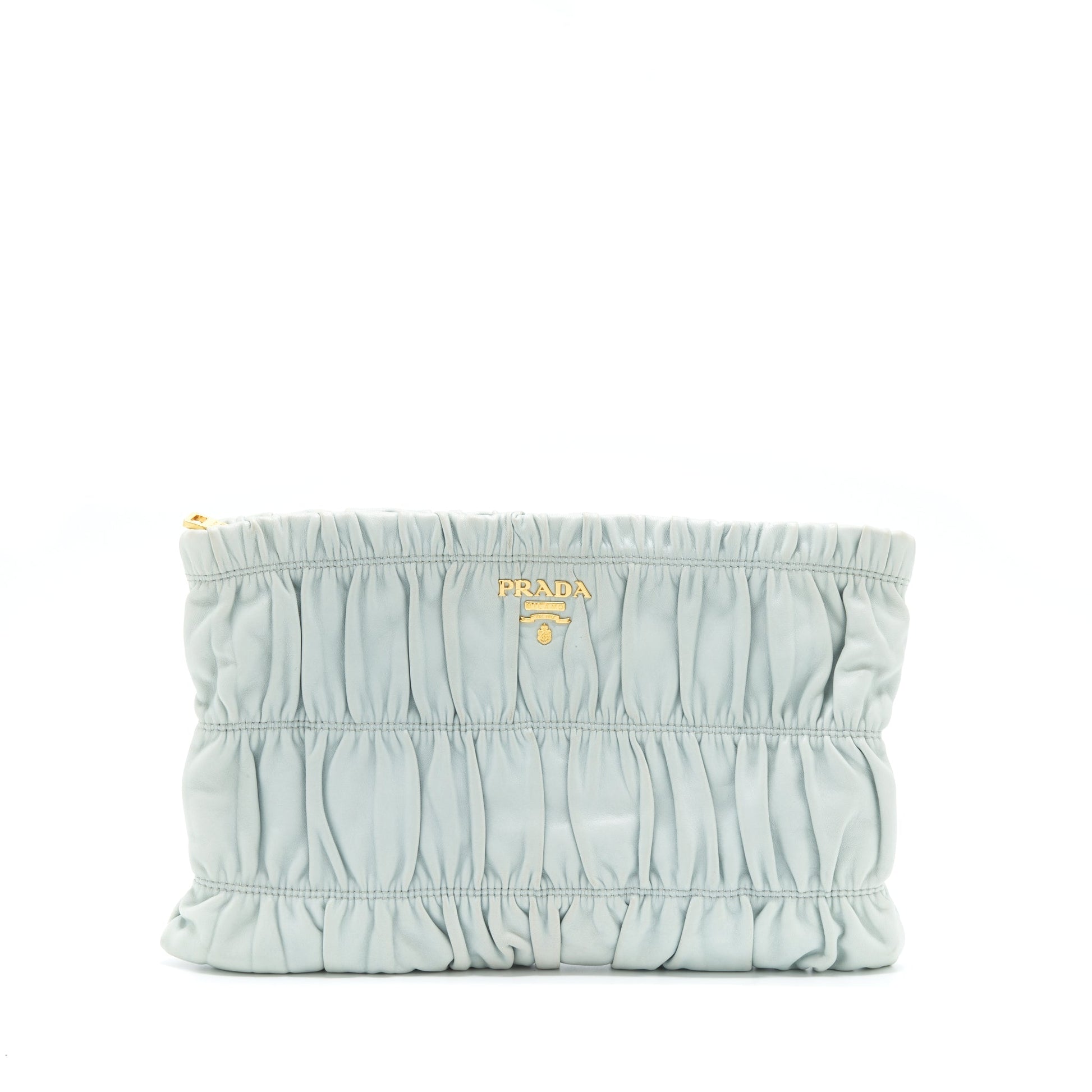 Prada Nappa Gaufre Clutch Light Handbag Blue Clutch Bag