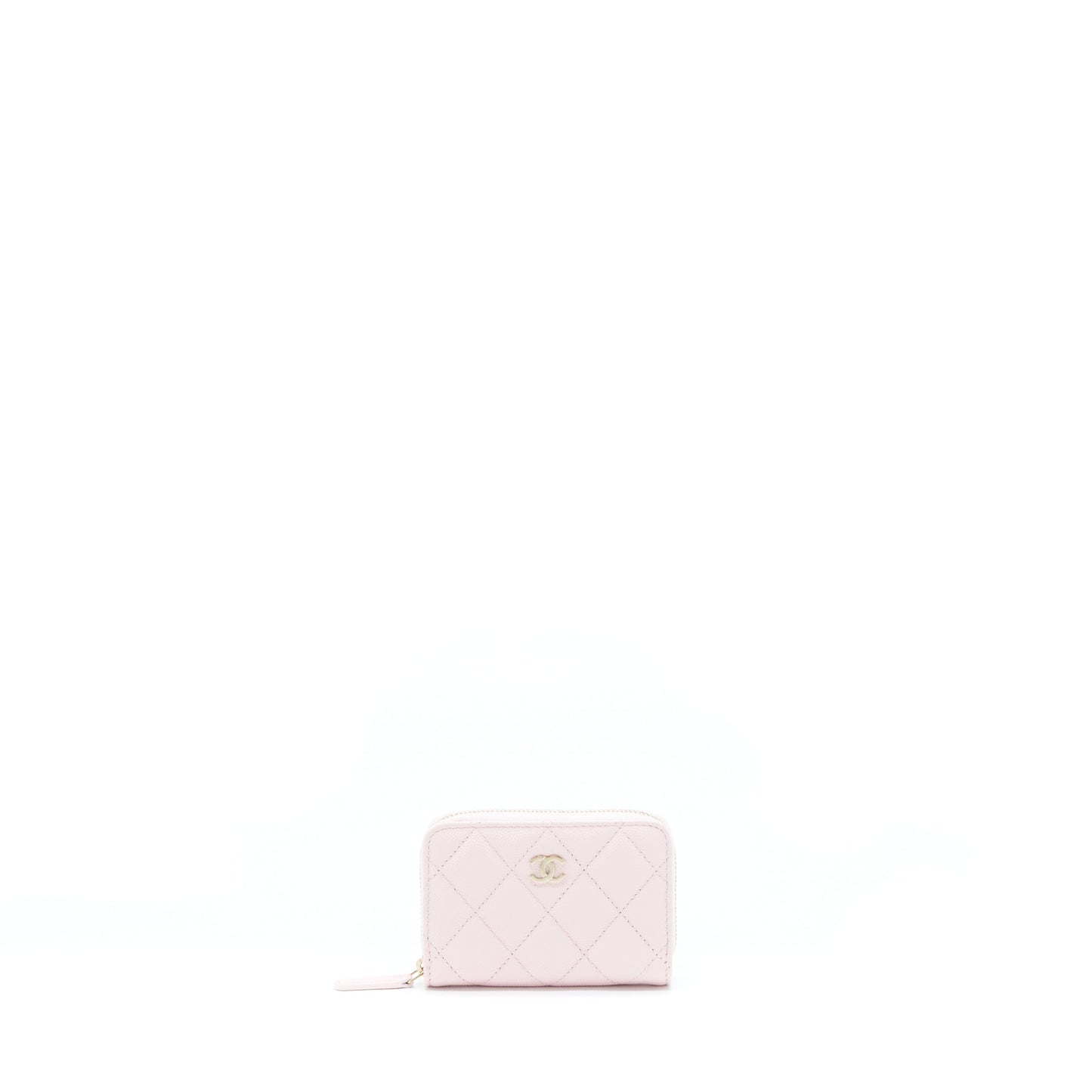 Chanel Zip Card Holder Caviar Light LGHW Pink Wallet Case